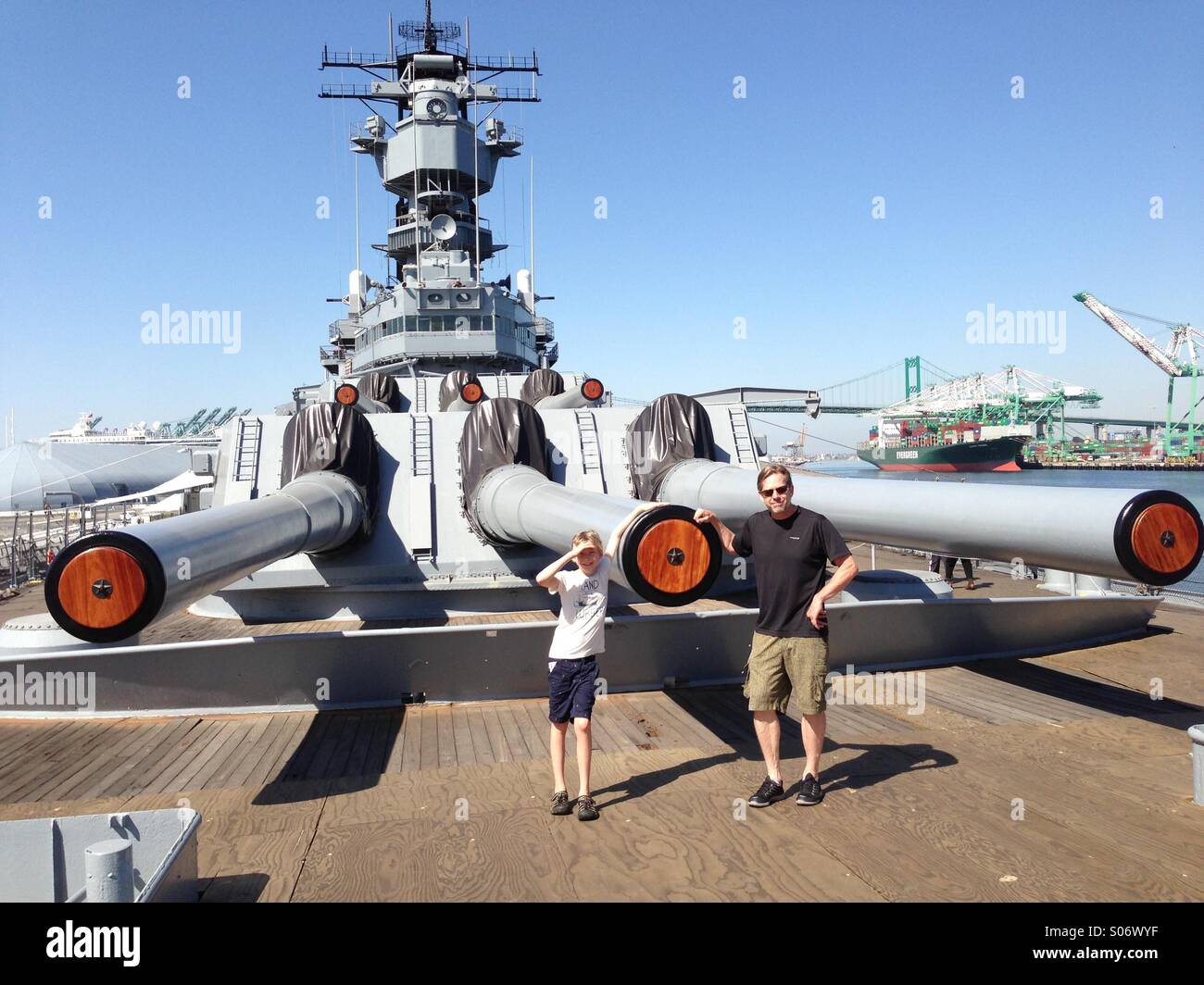 Guns of Battleship USS Iowa. - Smartphone Captured Stock Image