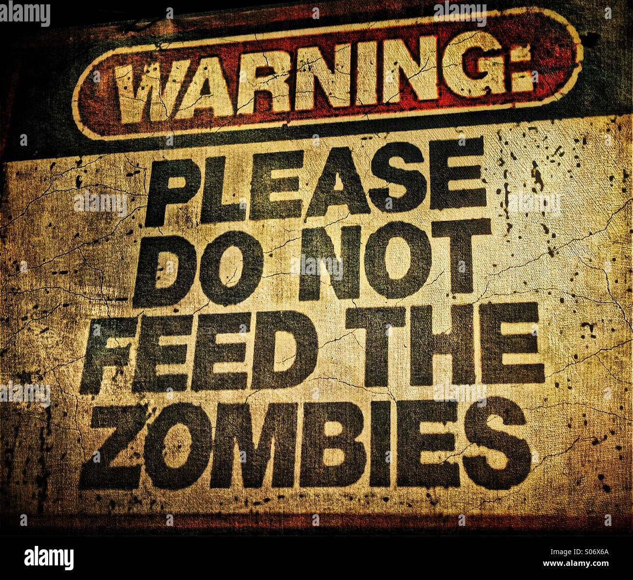 Zombie Warning Sign Stock Alamy Photo 