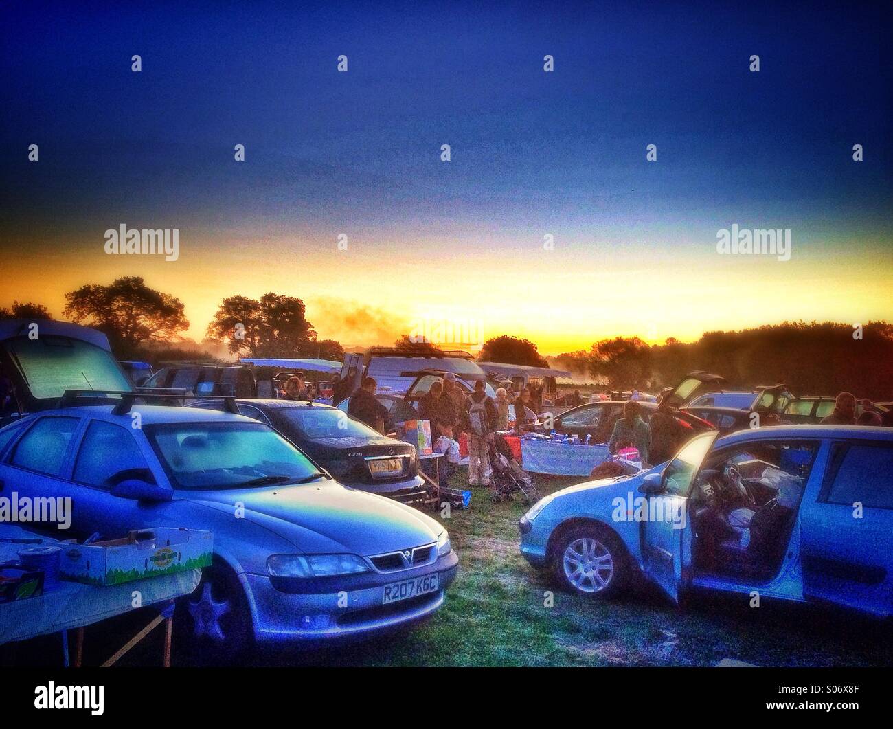 Sunday morning boot sale in Kent - Smartphone Captured Stock Image