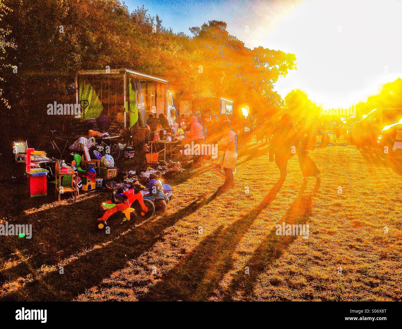 Early morning at the boot fair - Smartphone Captured Stock Image