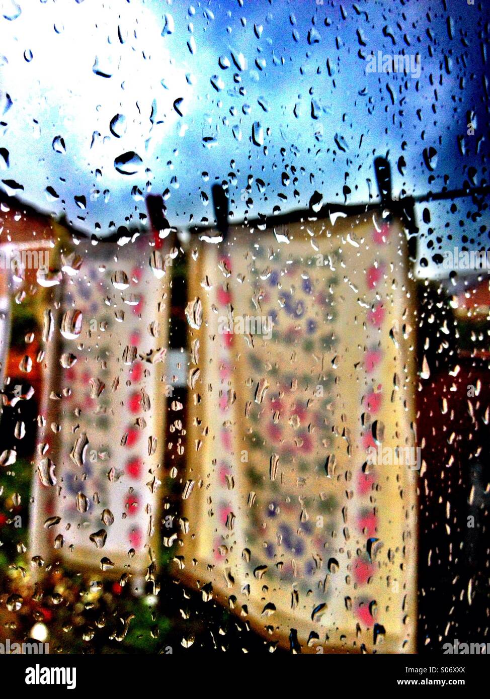 Washing on line on a rainy day - Smartphone Captured Stock Image