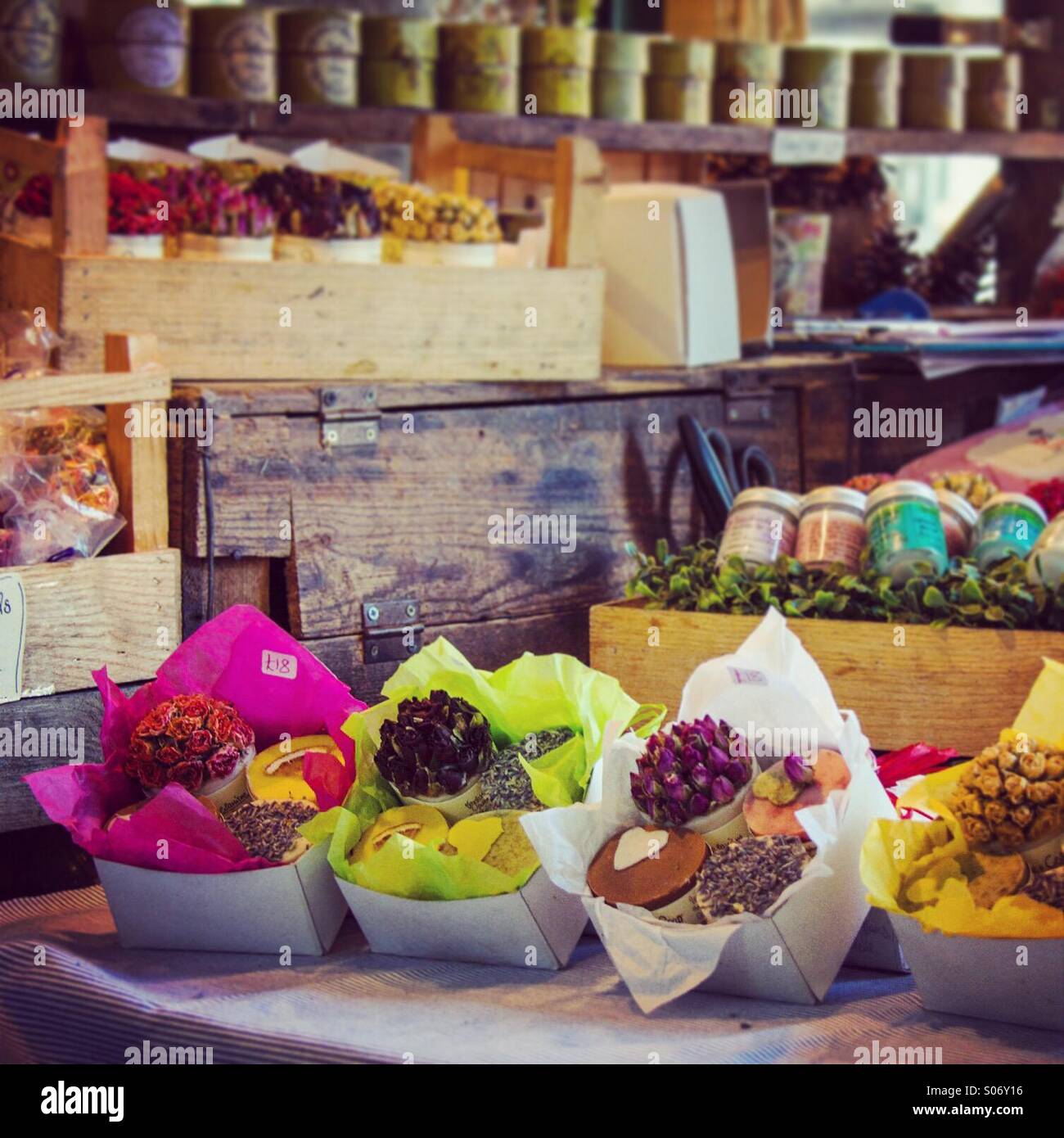 Market stall selling hand crafted gifts - Smartphone Captured Stock Image