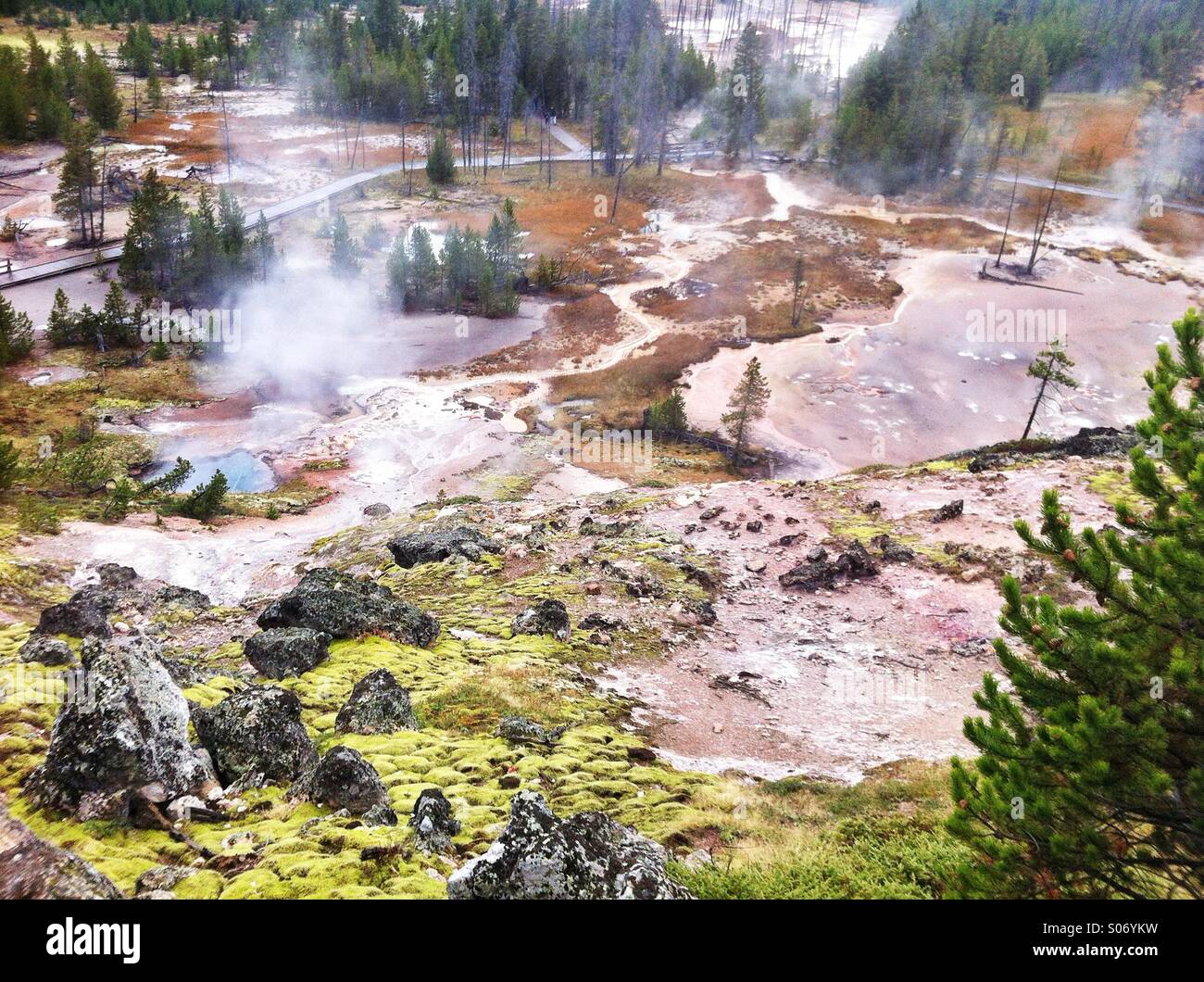 Artist paint pots in Yellowstone national park Stock Photo Alamy
