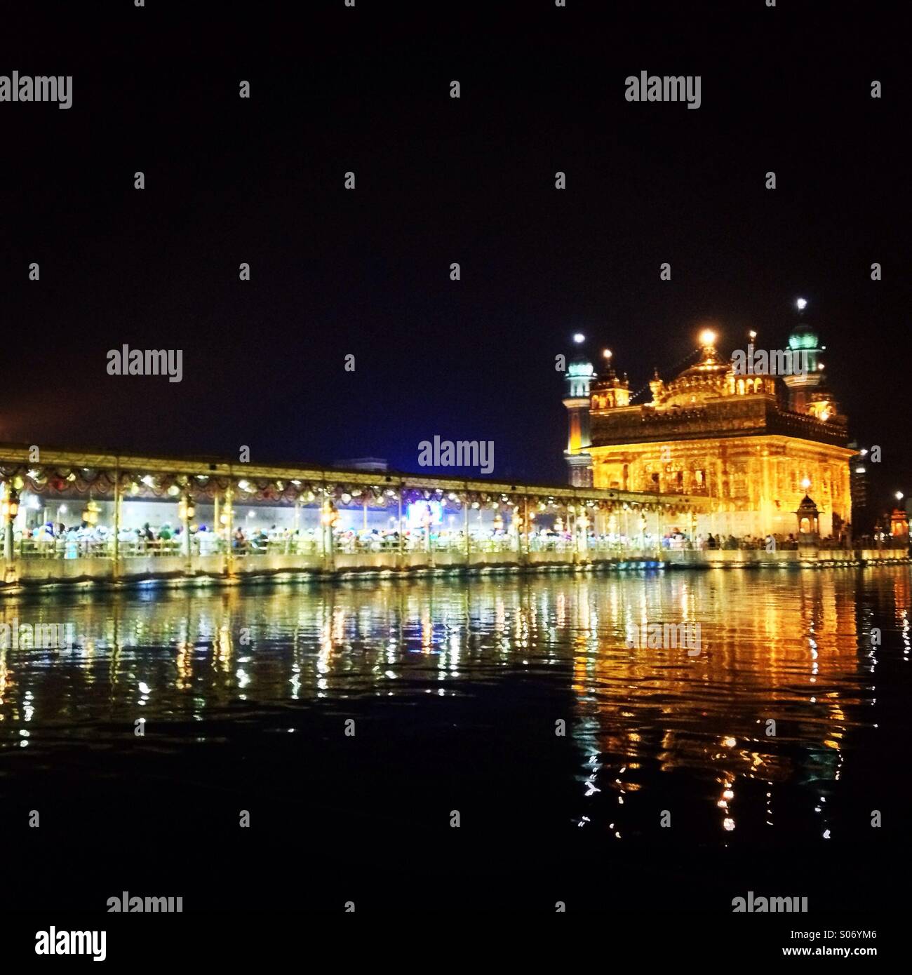 Golden Temple at Amritsar, India during night time Stock Photo
