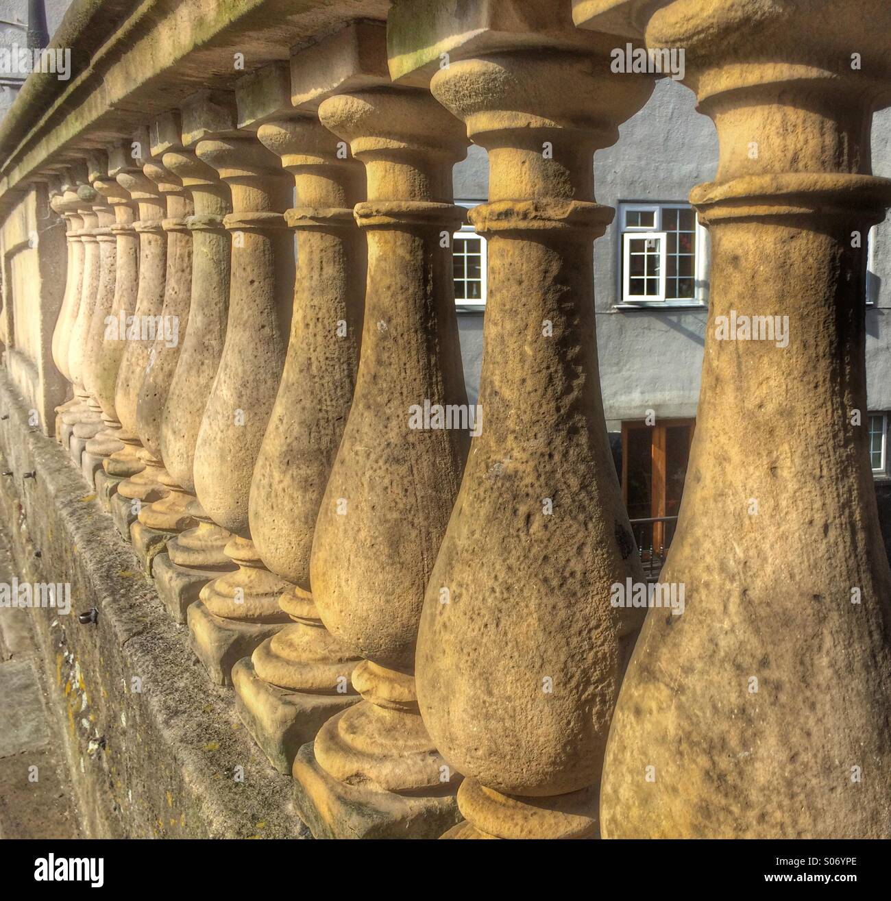 Stone bridge pillars supports Fossgat York North Yorkshire England UK Britain - Smartphone Captured Stock Image