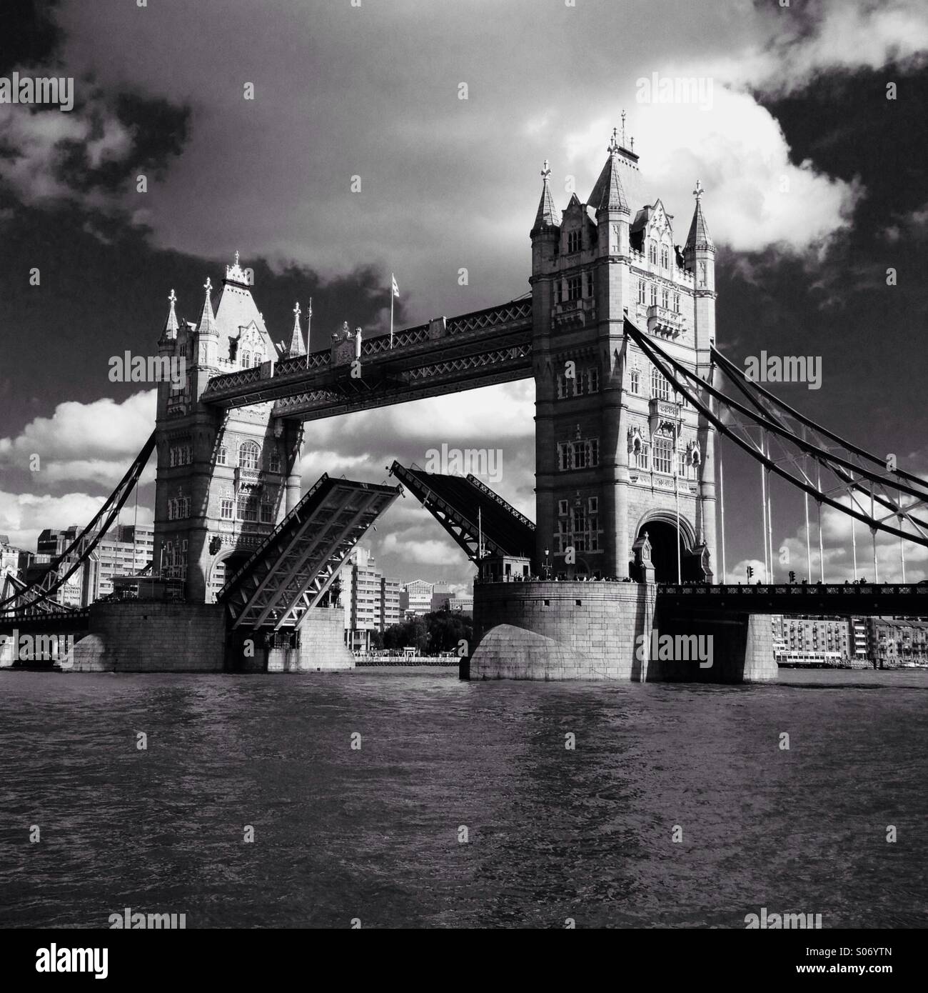 View of Tower Bridge with the bascules open - Smartphone Captured Stock Image