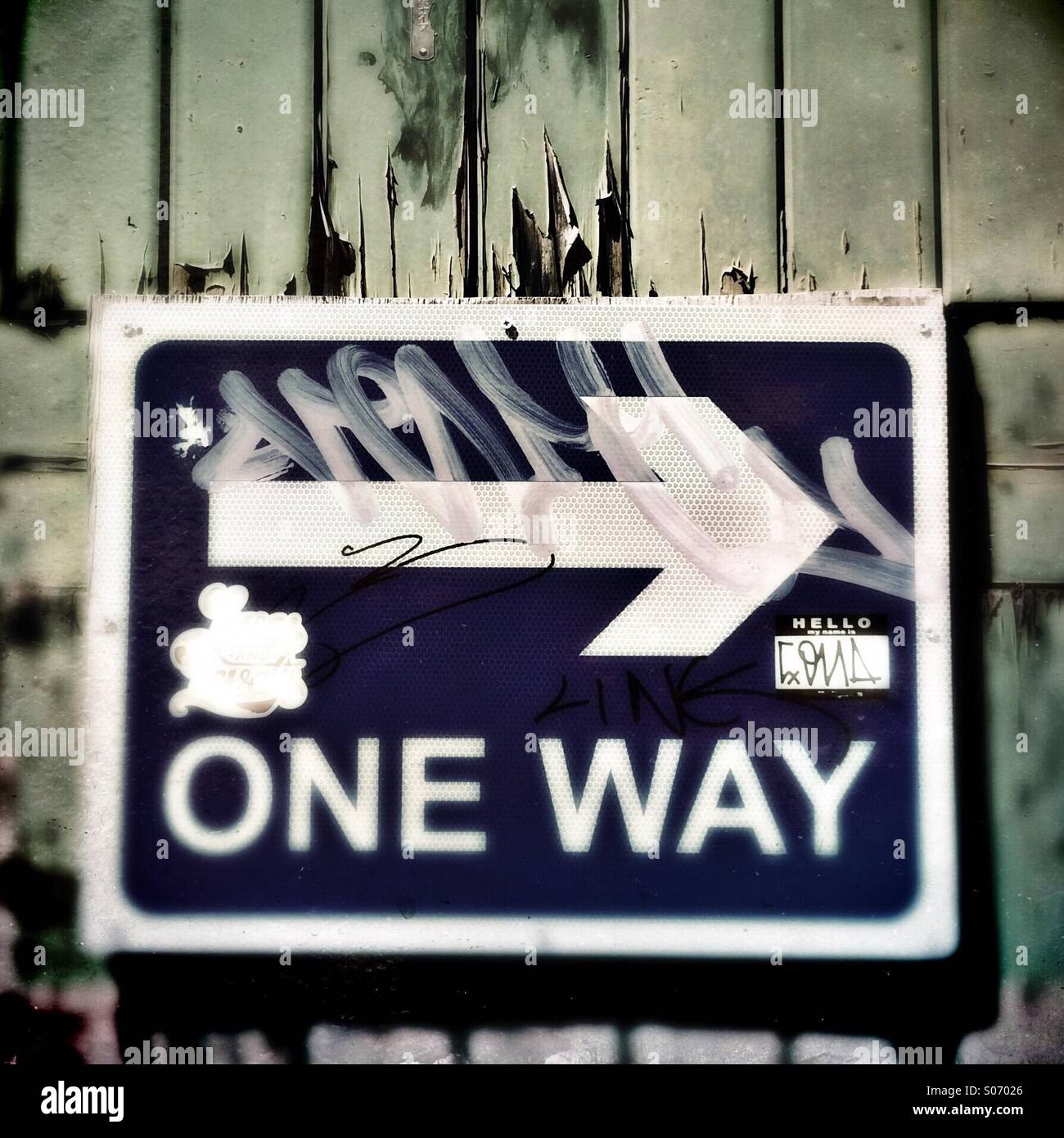 A one way sign - Smartphone Captured Stock Image