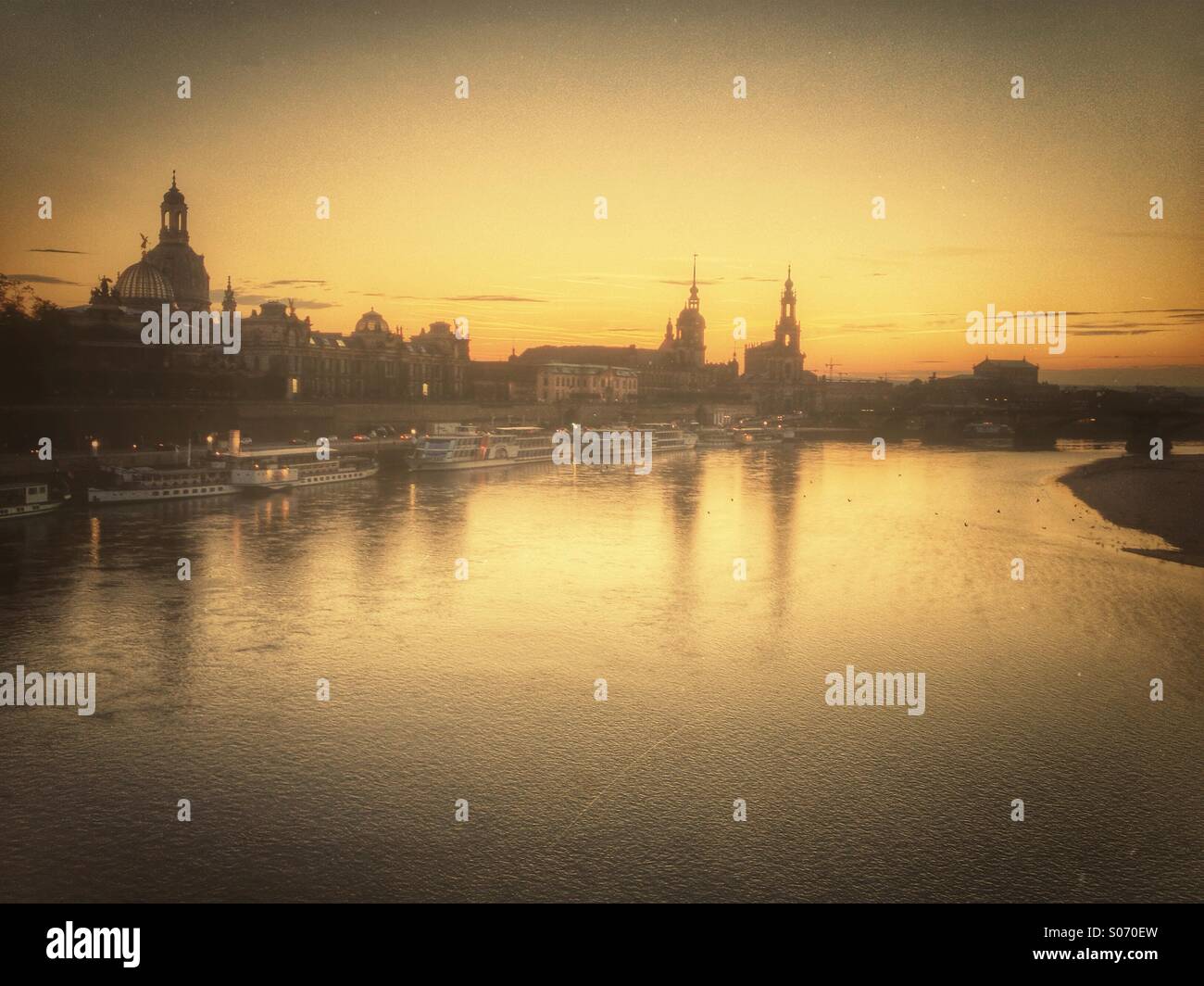 Dresden with the Elbe river Stock Photo