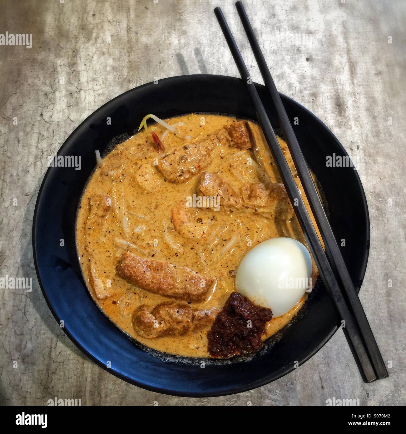 Singapore Laksa noodle soup - Smartphone Captured Stock Image