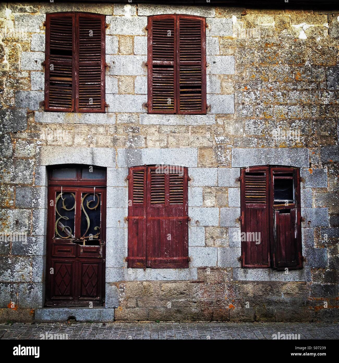Neglected village house facade, lower Normandy, France. Instagram style iPhone mobile phone photo. - Smartphone Captured Stock Image