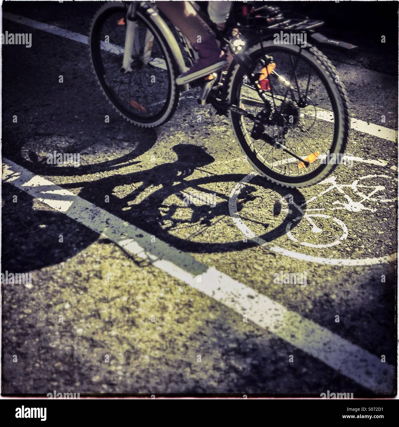 Bicycle riding on a bike road - Smartphone Captured Stock Image