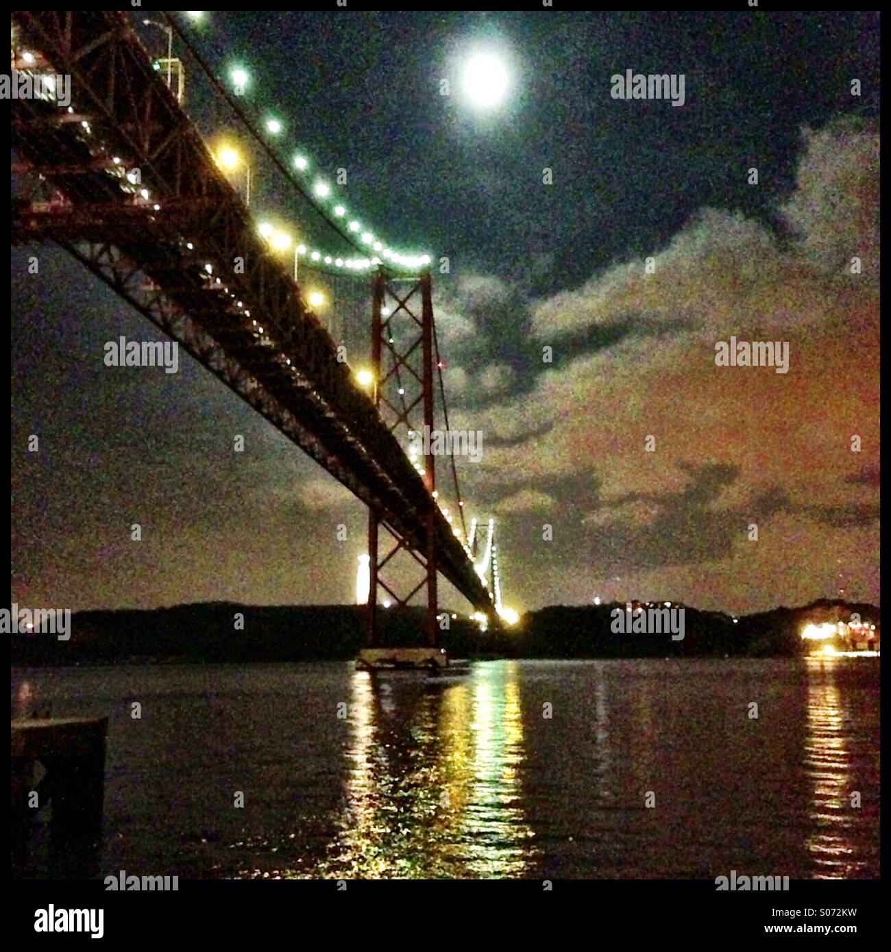 Bridge and moon Stock Photo