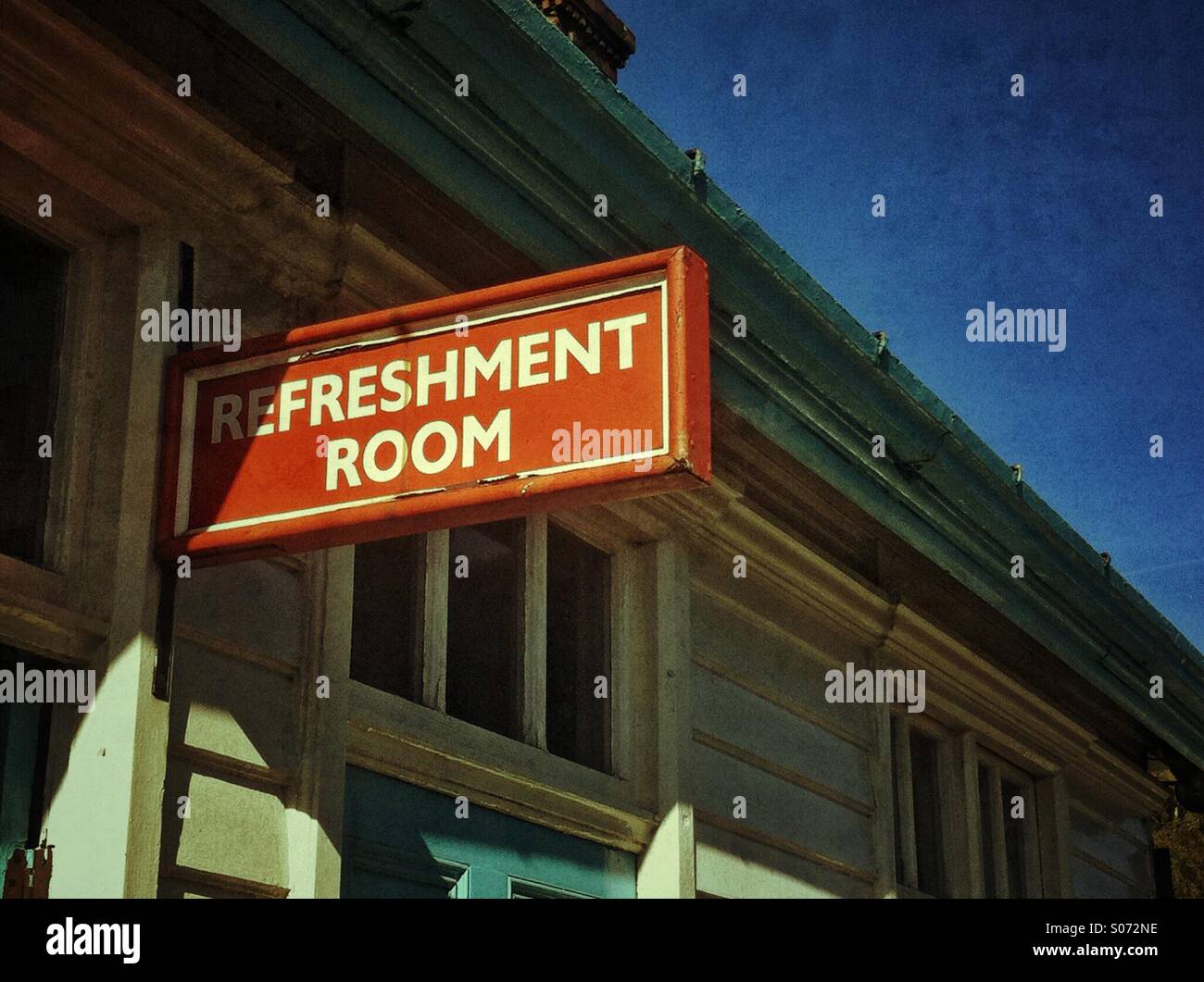 Refreshment room sign Grosmont station North Yorkshire England UK Britain GB - Smartphone Captured Stock Image