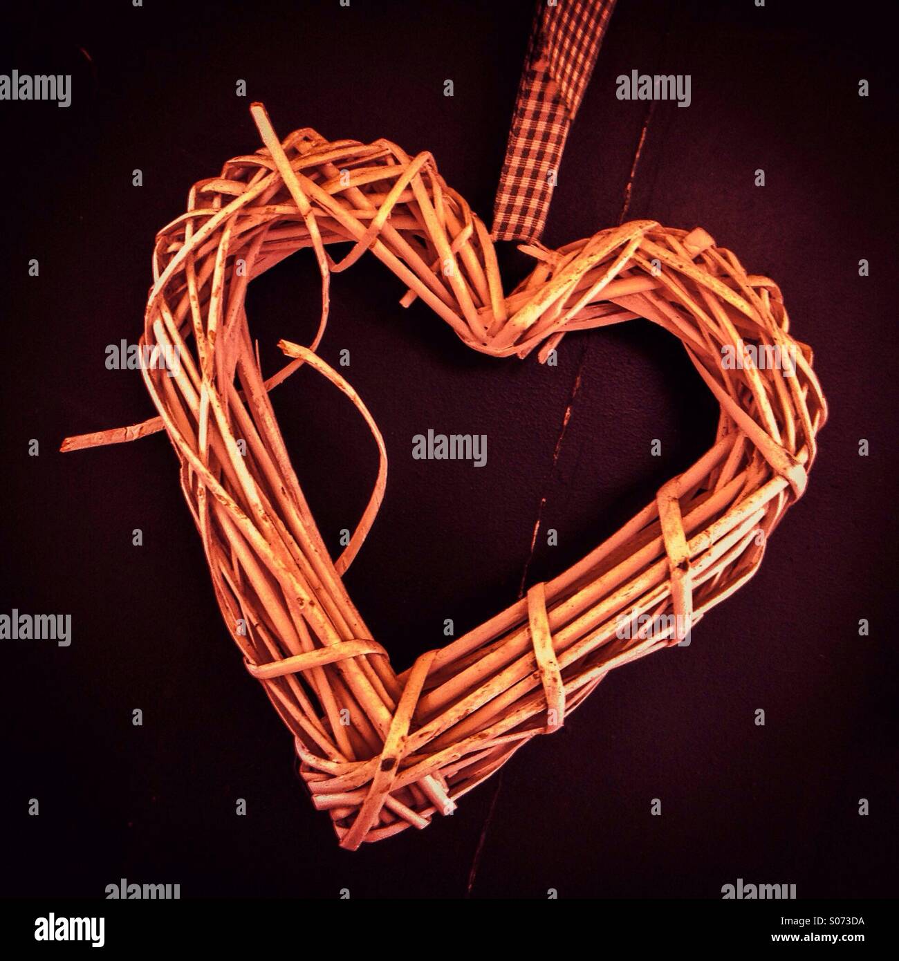 Handmade heart valentines hanging Stock Photo