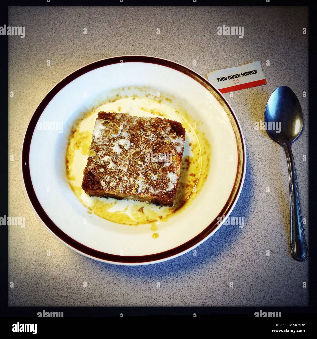 Traditional English Sponge Pudding with Custard Stock Photo Alamy