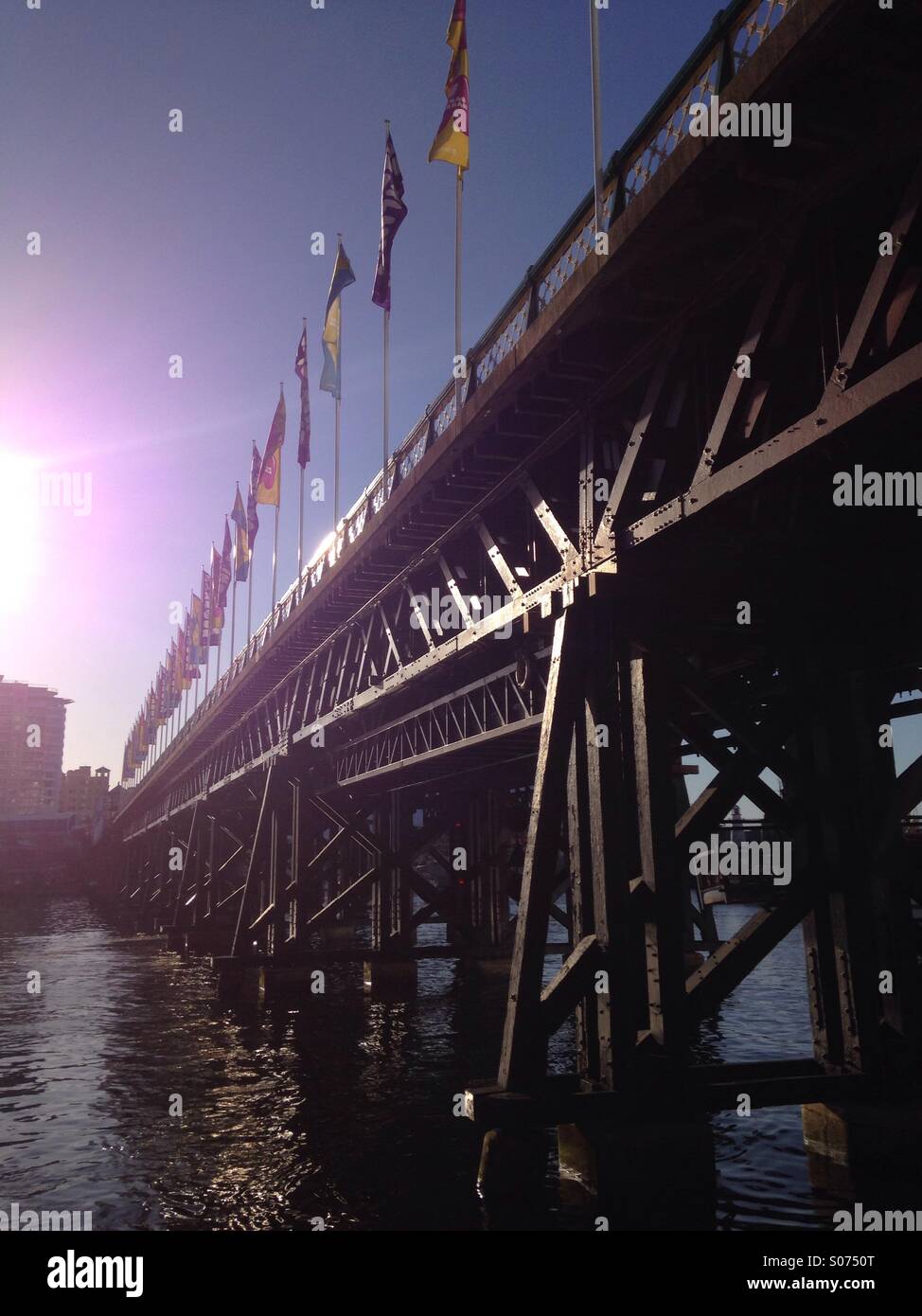 Sunset on the Bridge, Darling Harbour Sydney - Smartphone Captured Stock Image