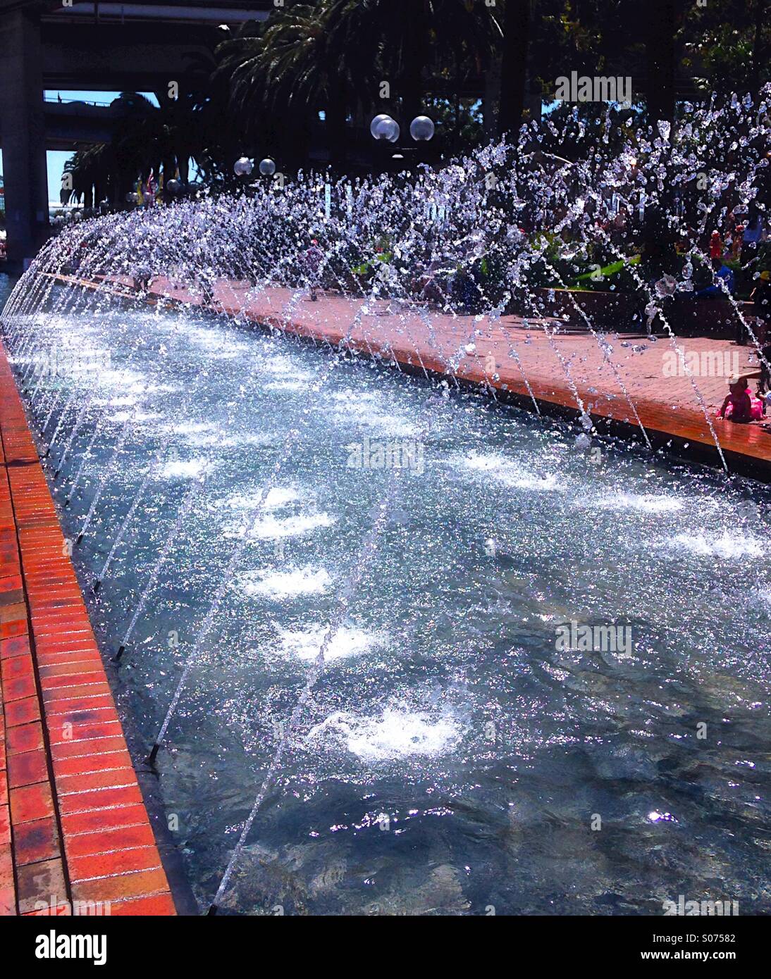 Water fountain Sydney Darling Harbour Stock Photo