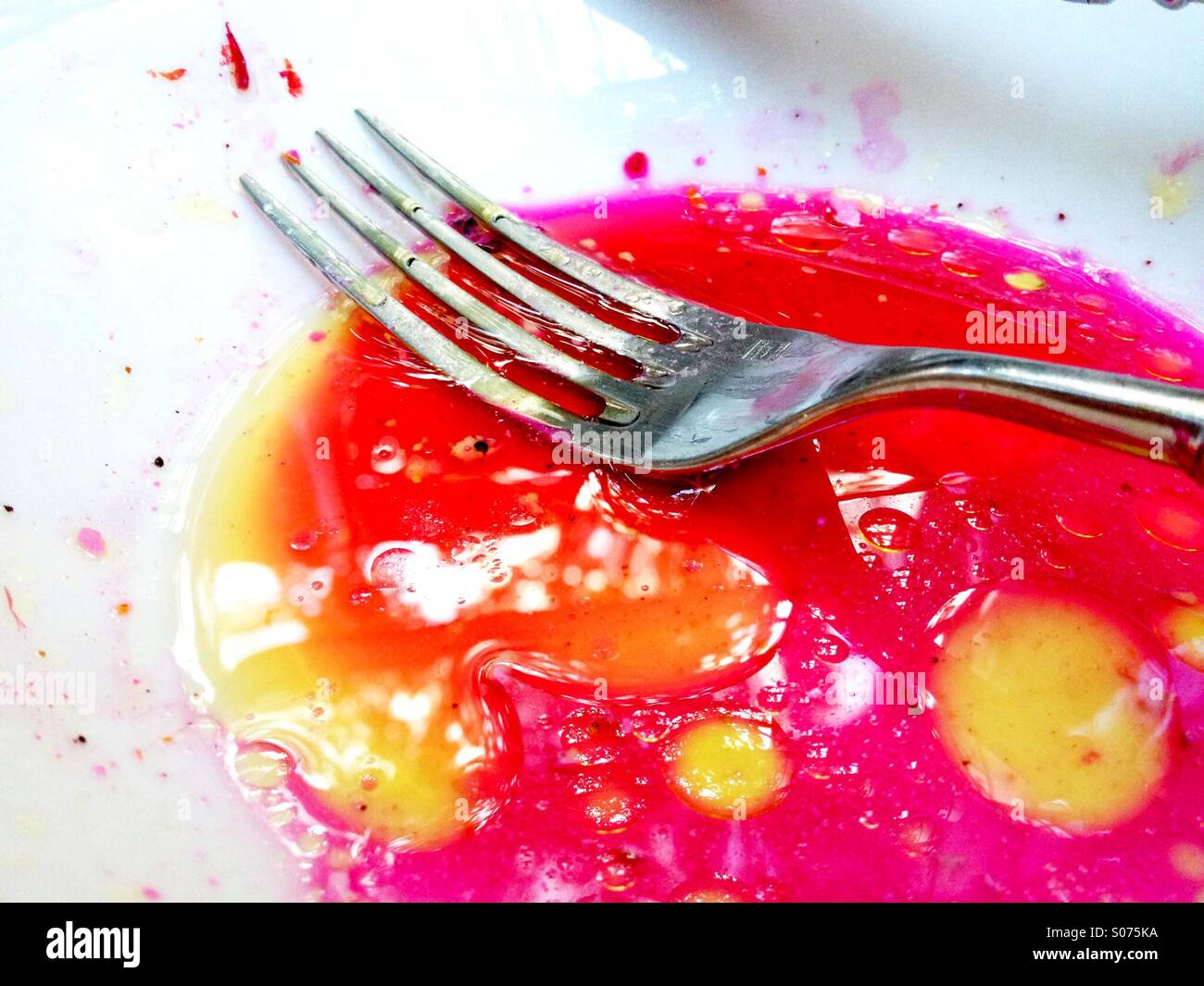 Fork with juice from beet salad - Smartphone Captured Stock Image