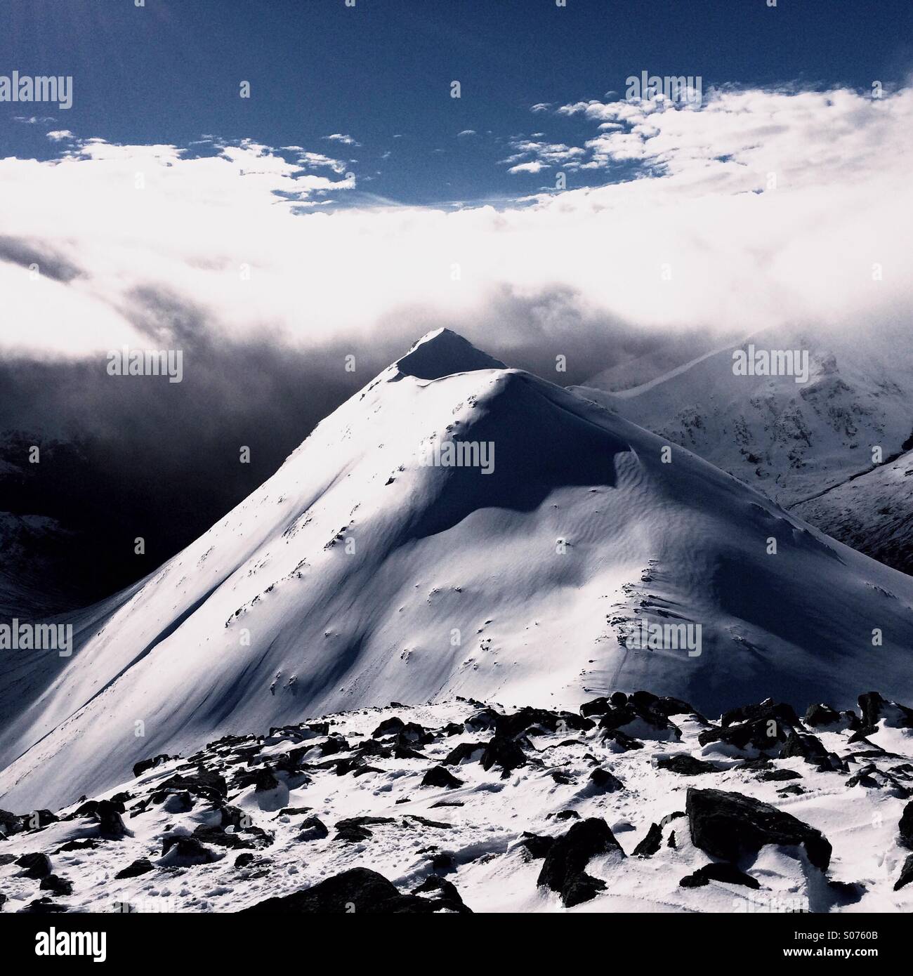 Snowy mountain view in Glencoe Scotland - Smartphone Captured Stock Image