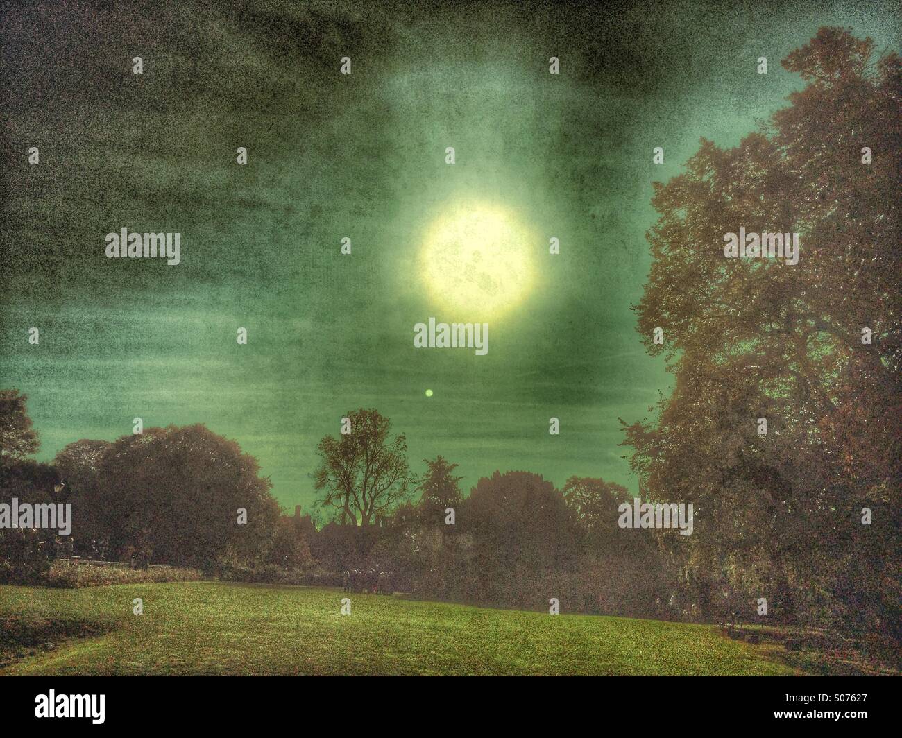 Sunrise over open parkland York North Yorkshire England UK - Smartphone Captured Stock Image