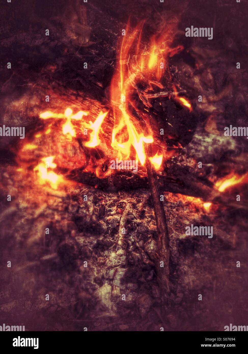 Camp fire - Smartphone Captured Stock Image