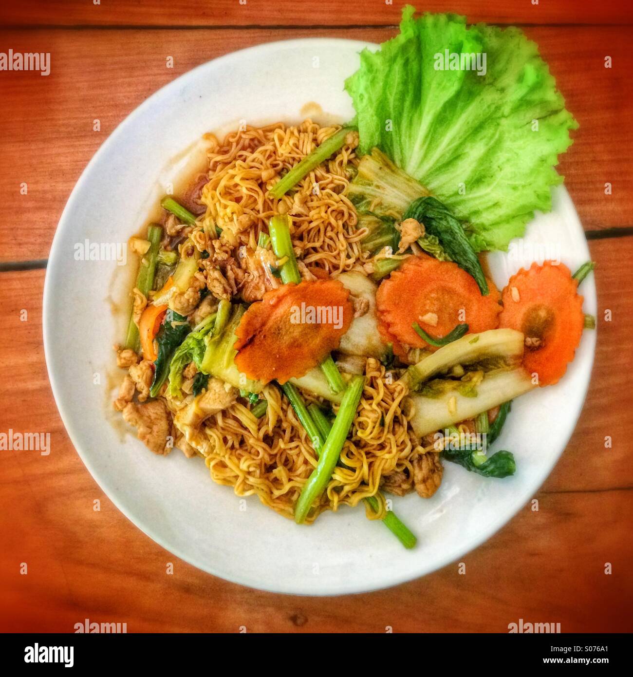 Cambodian fried noodles with chicken - Smartphone Captured Stock Image
