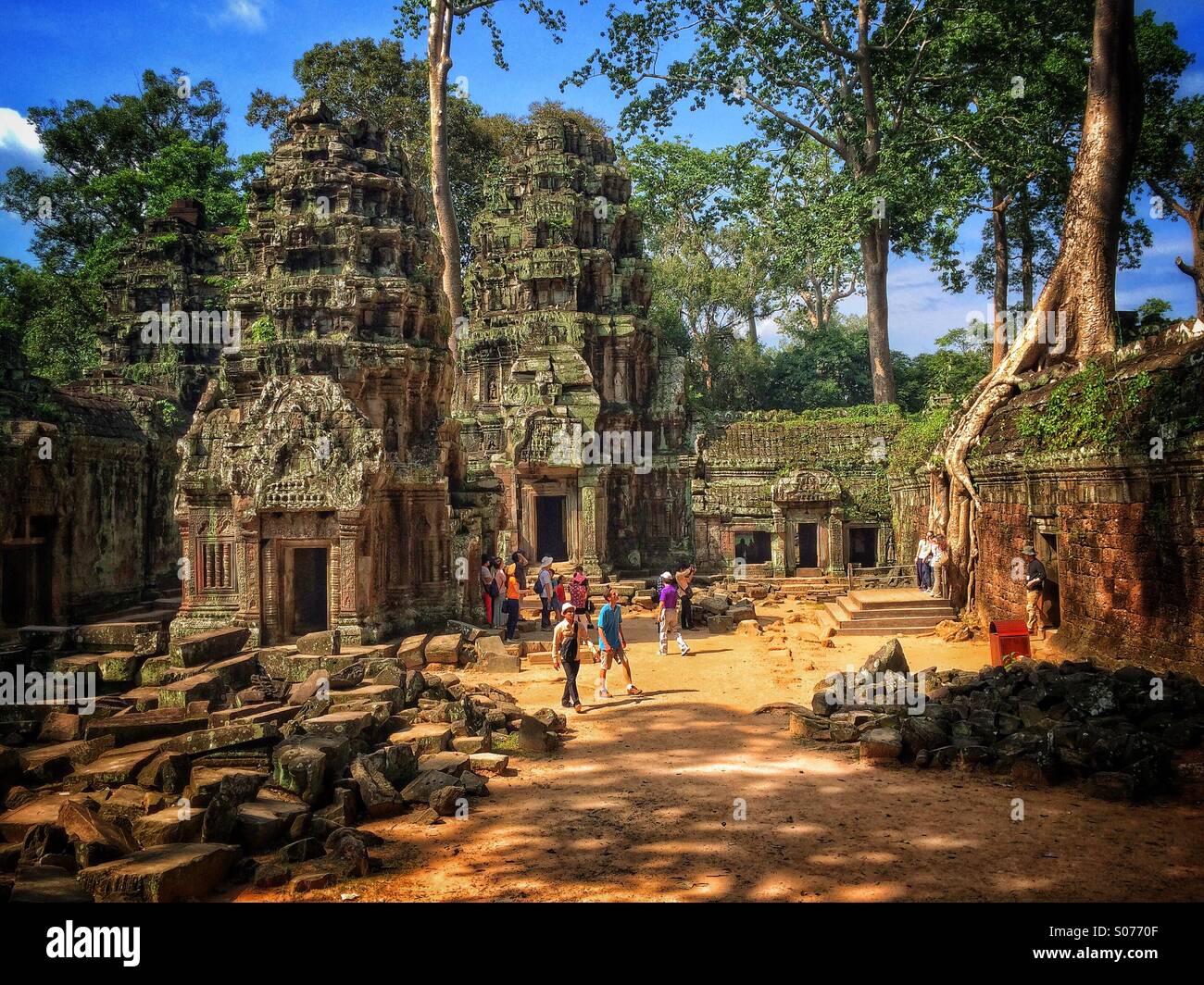 Ta Prohm Temple in Siem Reap, Cambodia, location of Lara Croft Tomb Raider movie Stock Photo