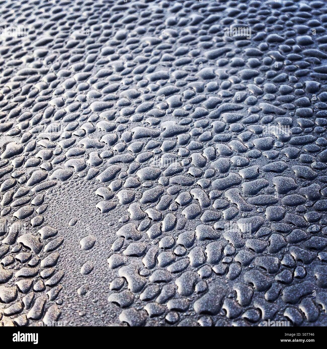 Sunrise condensation from morning dew on a car roof Stock Photo