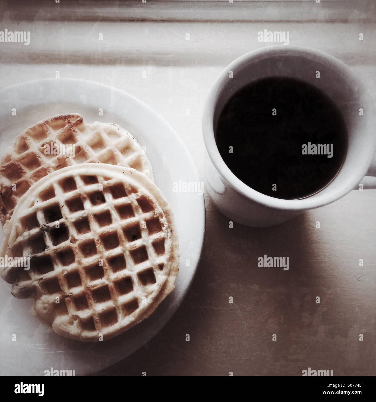 Waffles and Coffee Stock Photo
