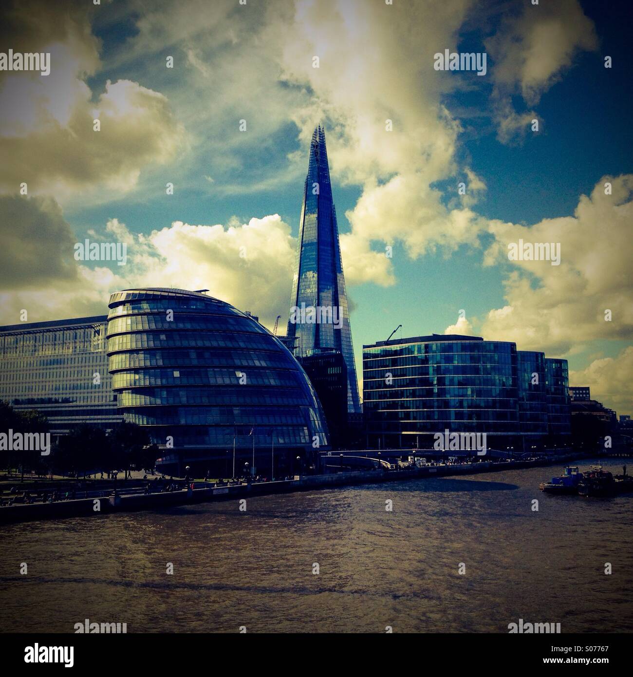 View of the Shard, from Tower Bridge - Smartphone Captured Stock Image