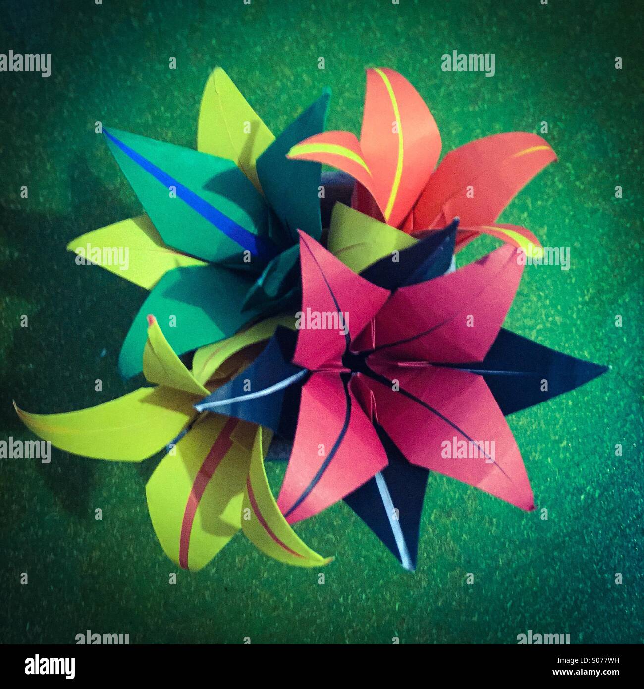 Lily origami in a vase Stock Photo