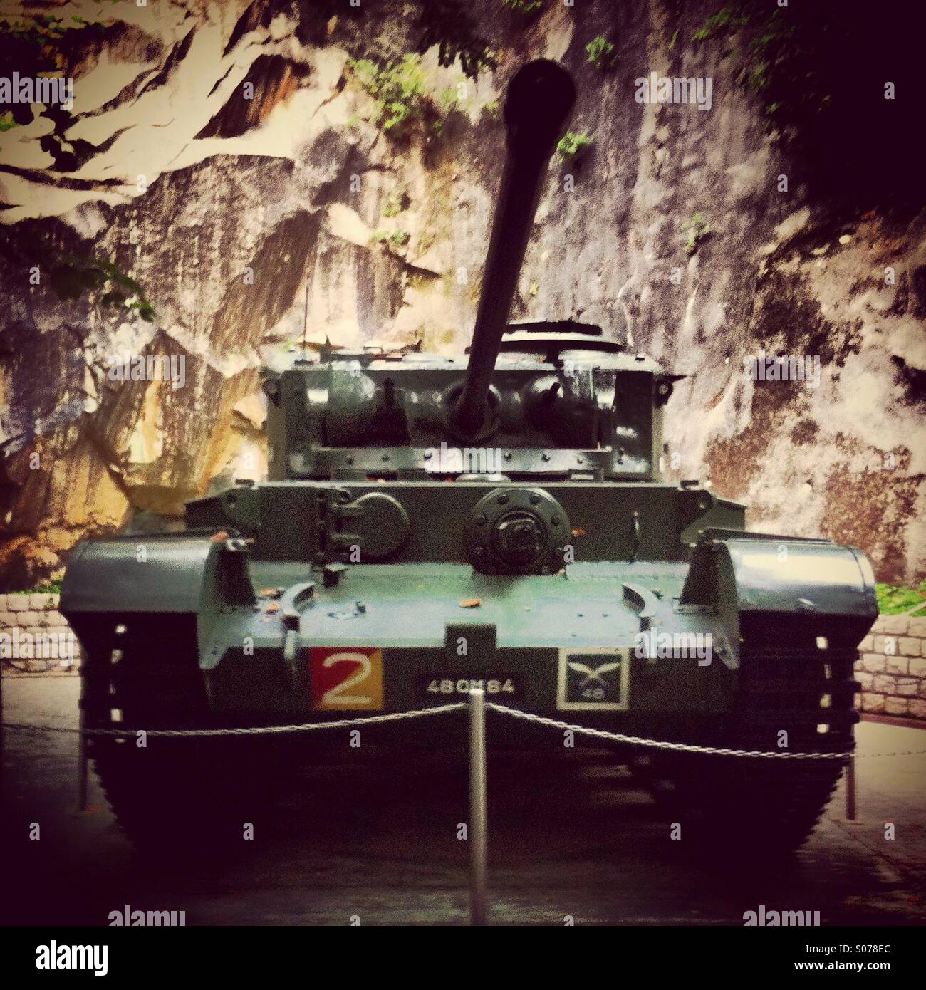 1944 Army tank of the Hong kong Defense Coast Museum - Smartphone Captured Stock Image