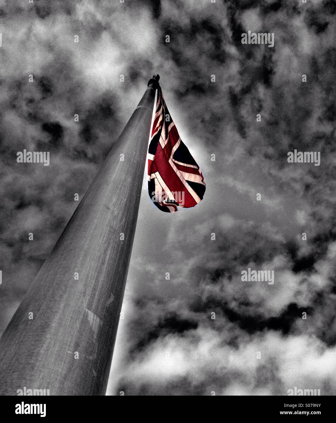 Flag pole flying Union Jack - Smartphone Captured Stock Image