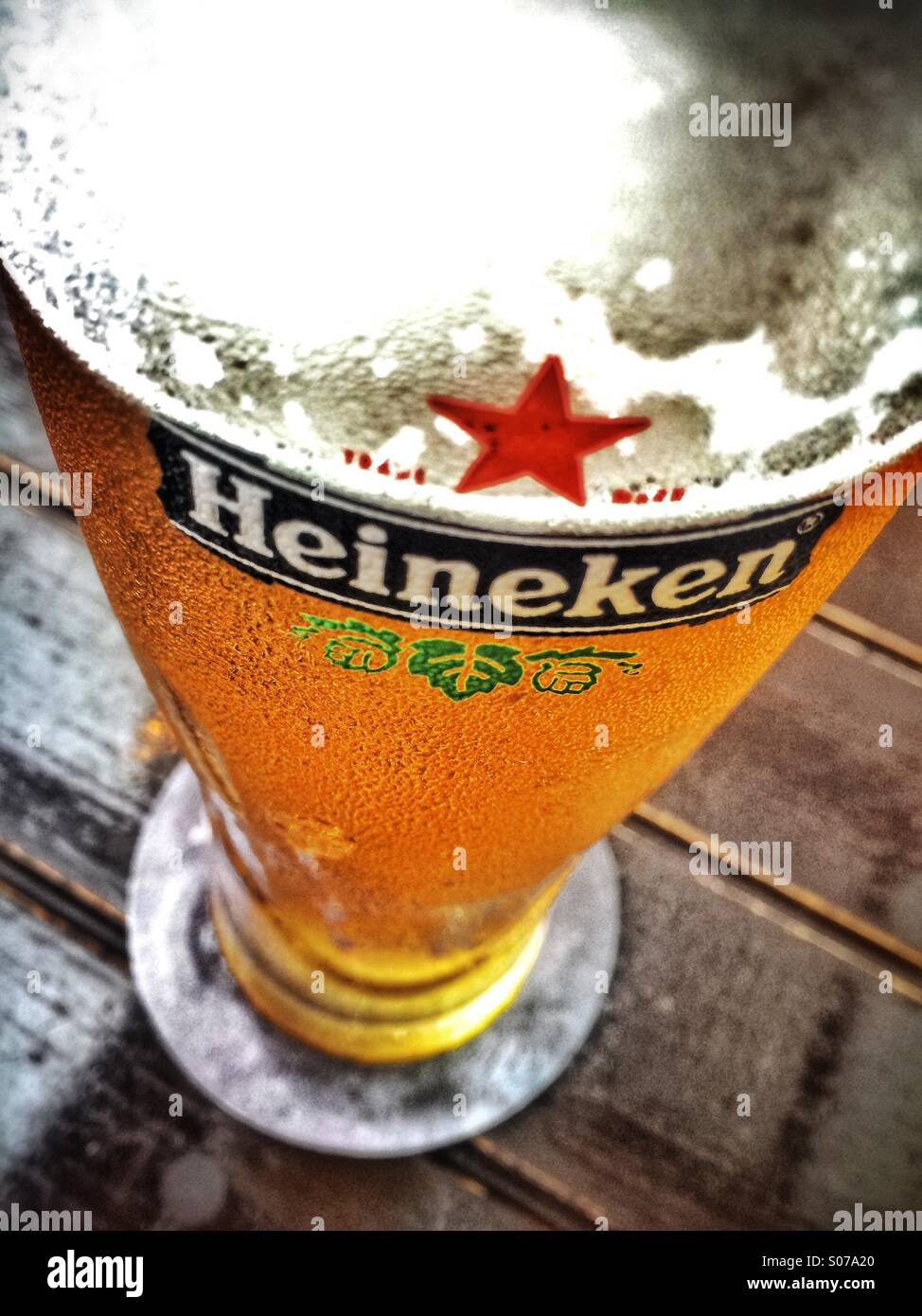 Glass of cold Heineken beer Stock Photo