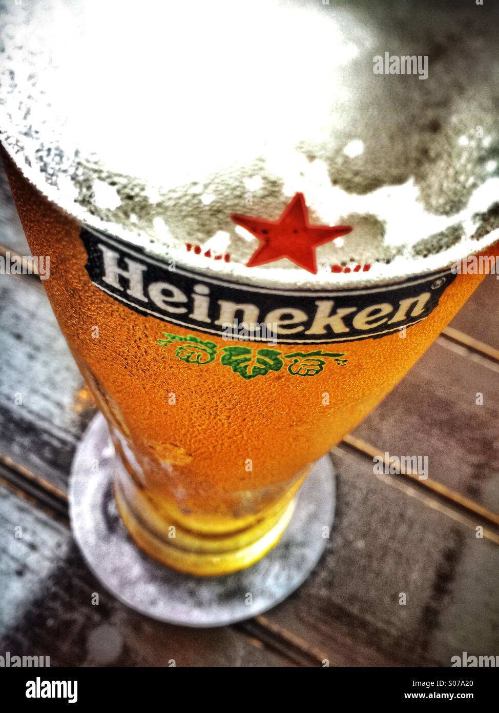 Glass of cold Heineken beer - Smartphone Captured Stock Image