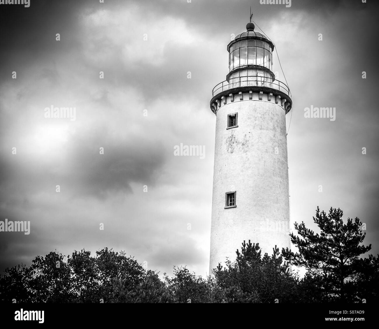 Lighthouse on Gotland, Sweden in black and white Stock Photo