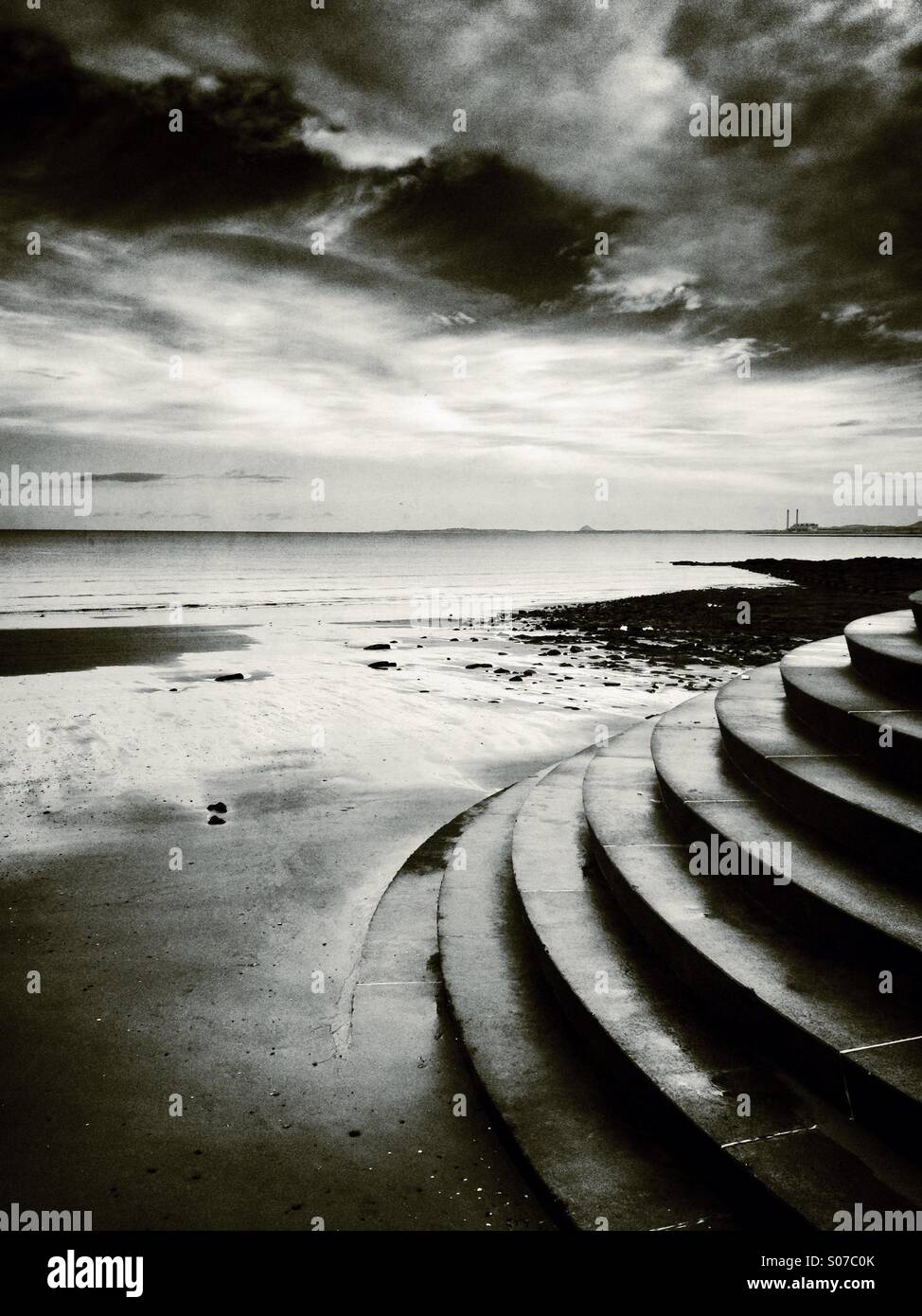 Portobello steps, Edinburgh with Cockenzie Power Station in the