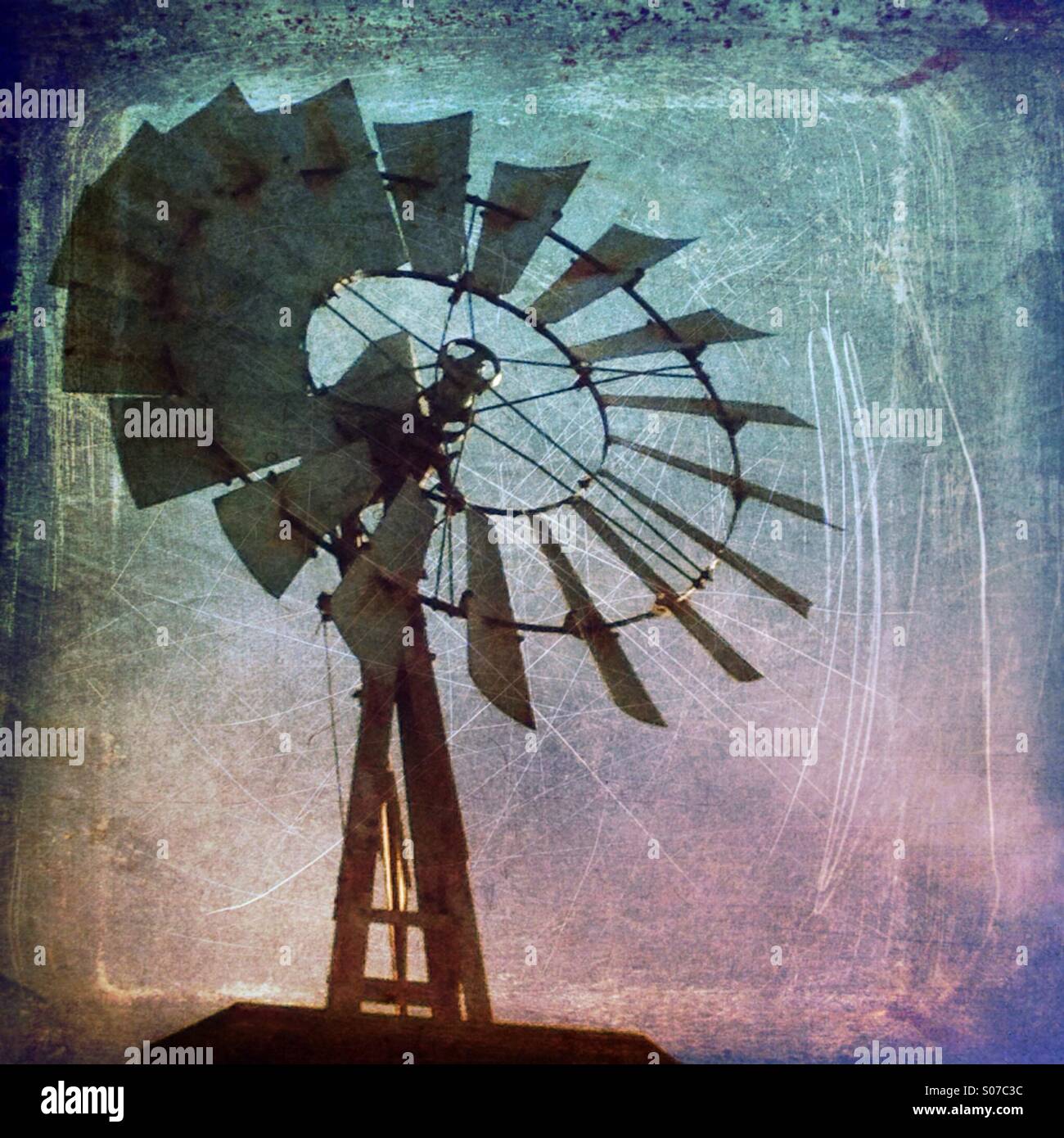 A windmill with blue sky. - Smartphone Captured Stock Image