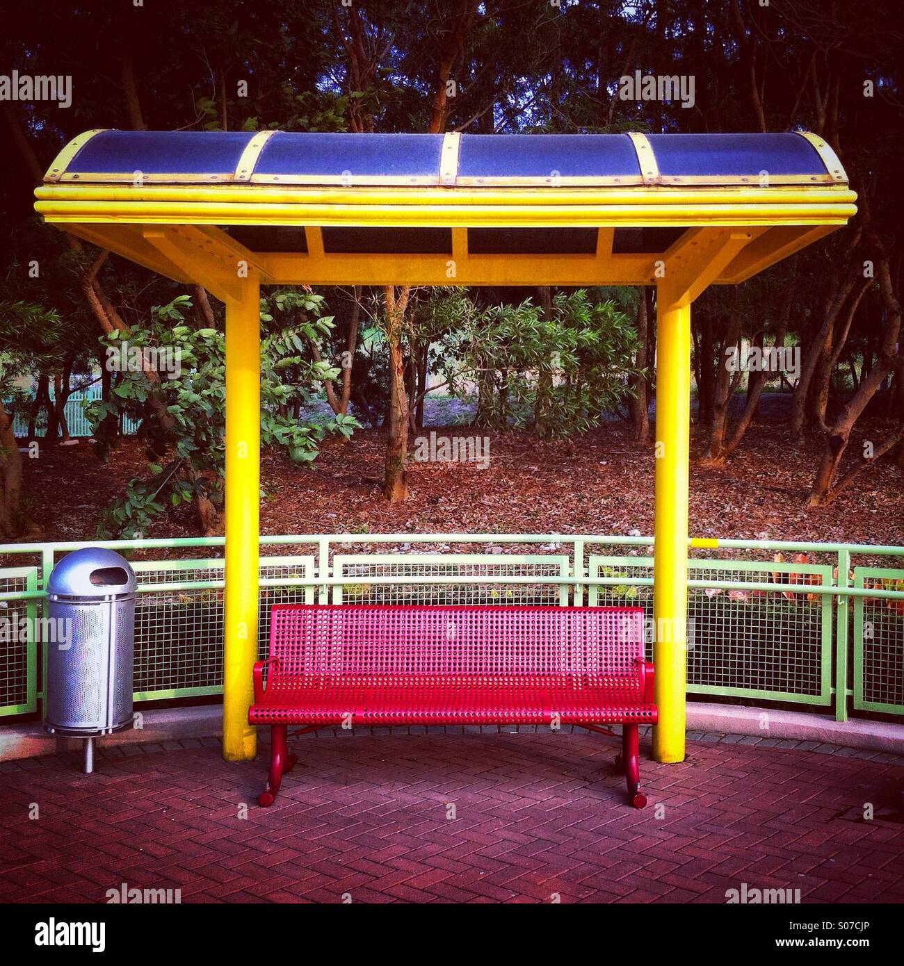 Public bench in a public park - Smartphone Captured Stock Image