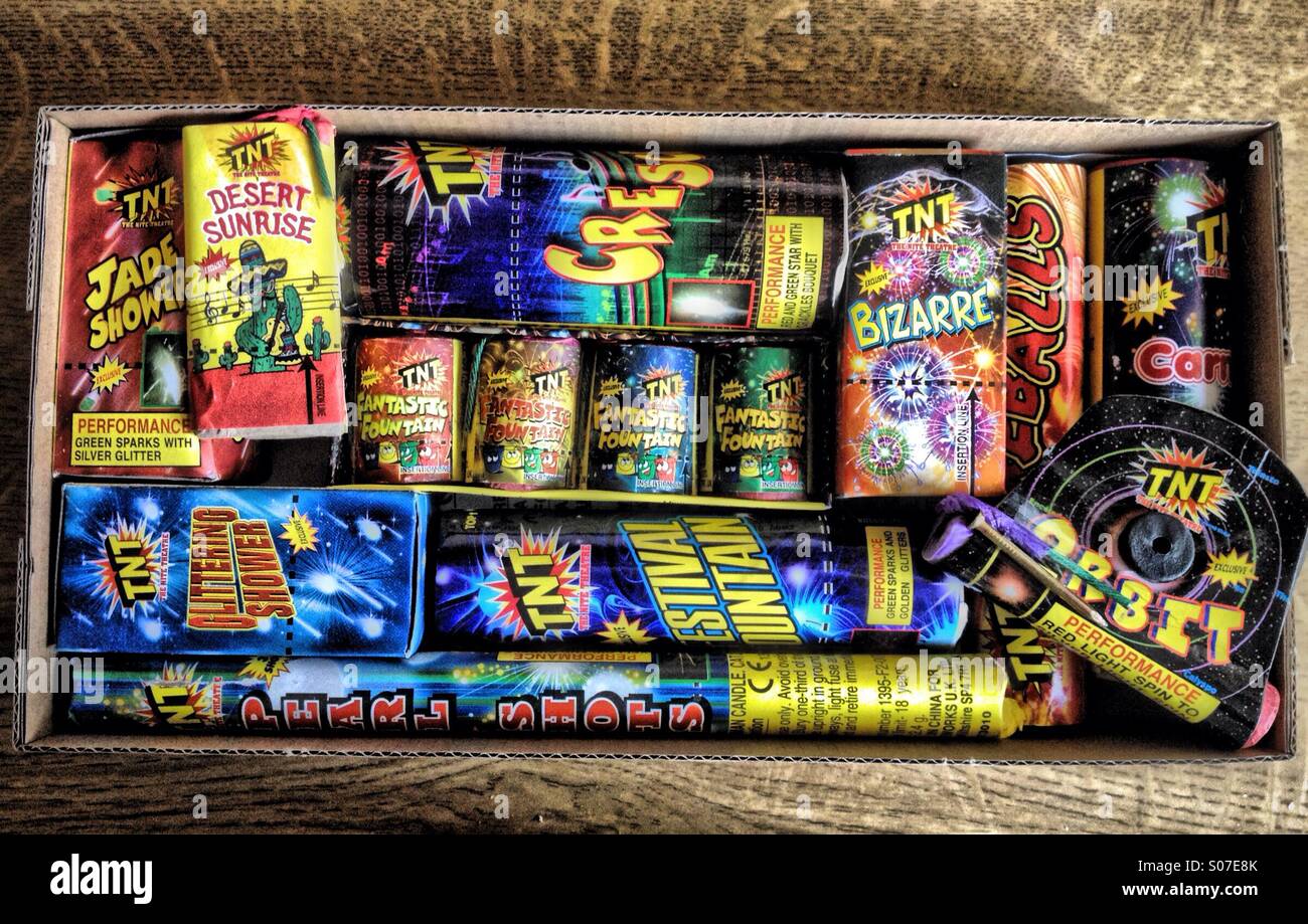 Box of fireworks Stock Photo Alamy