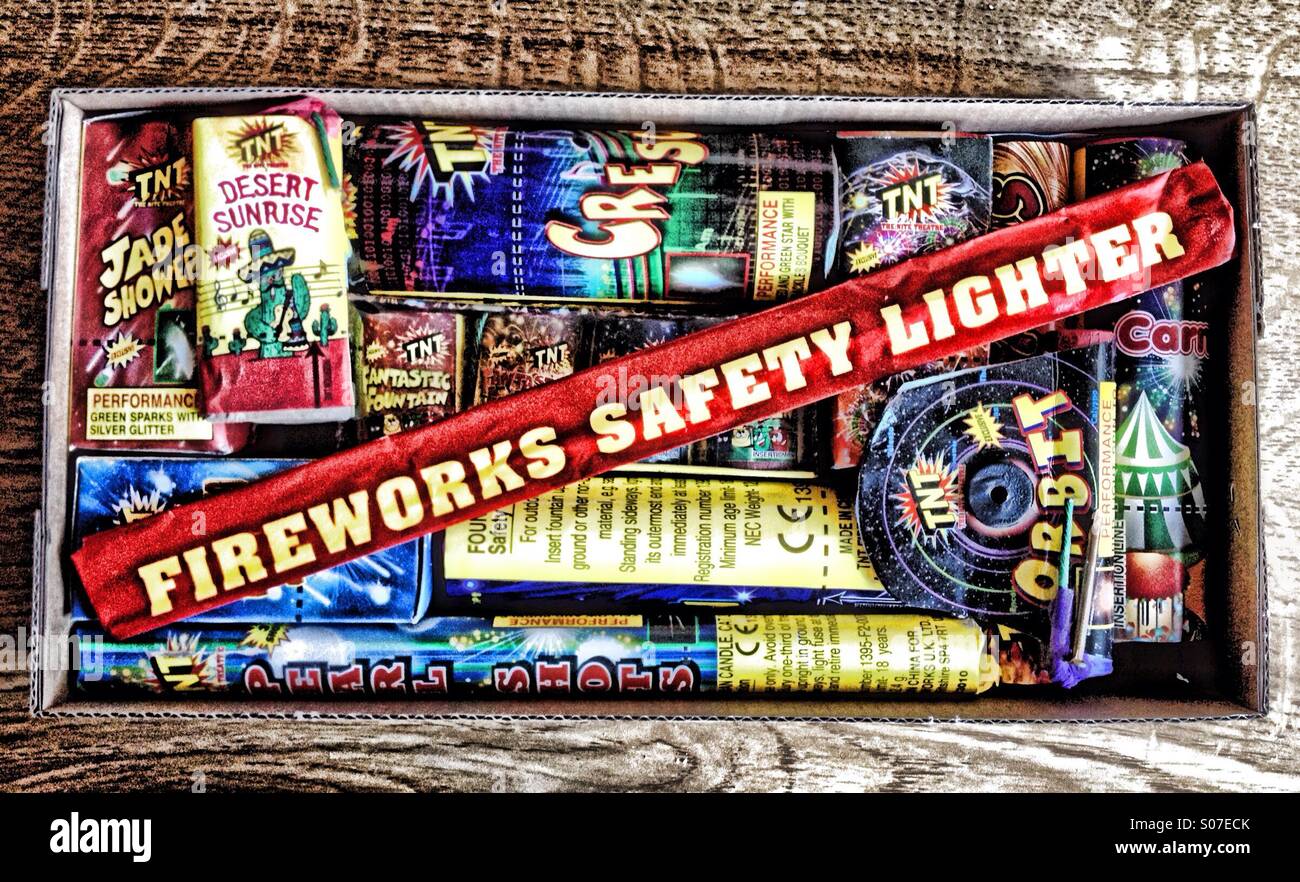 Box of fireworks Stock Photo Alamy