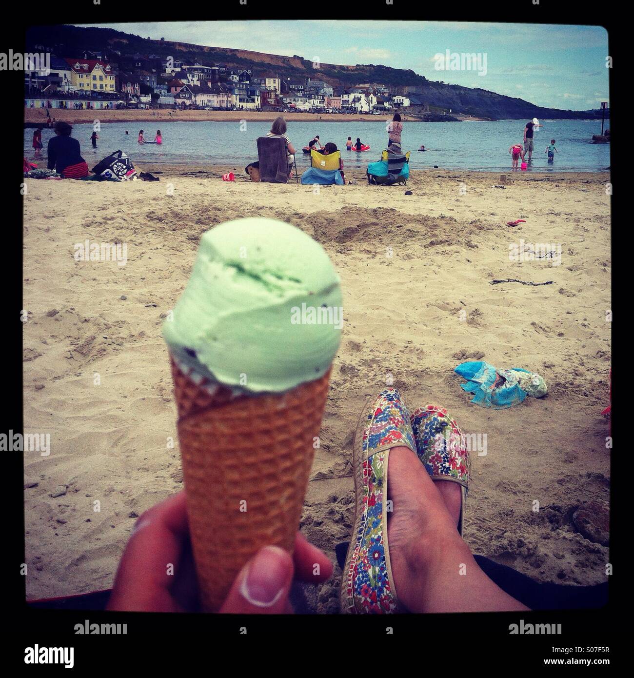 Ice cream British beach Stock Photo