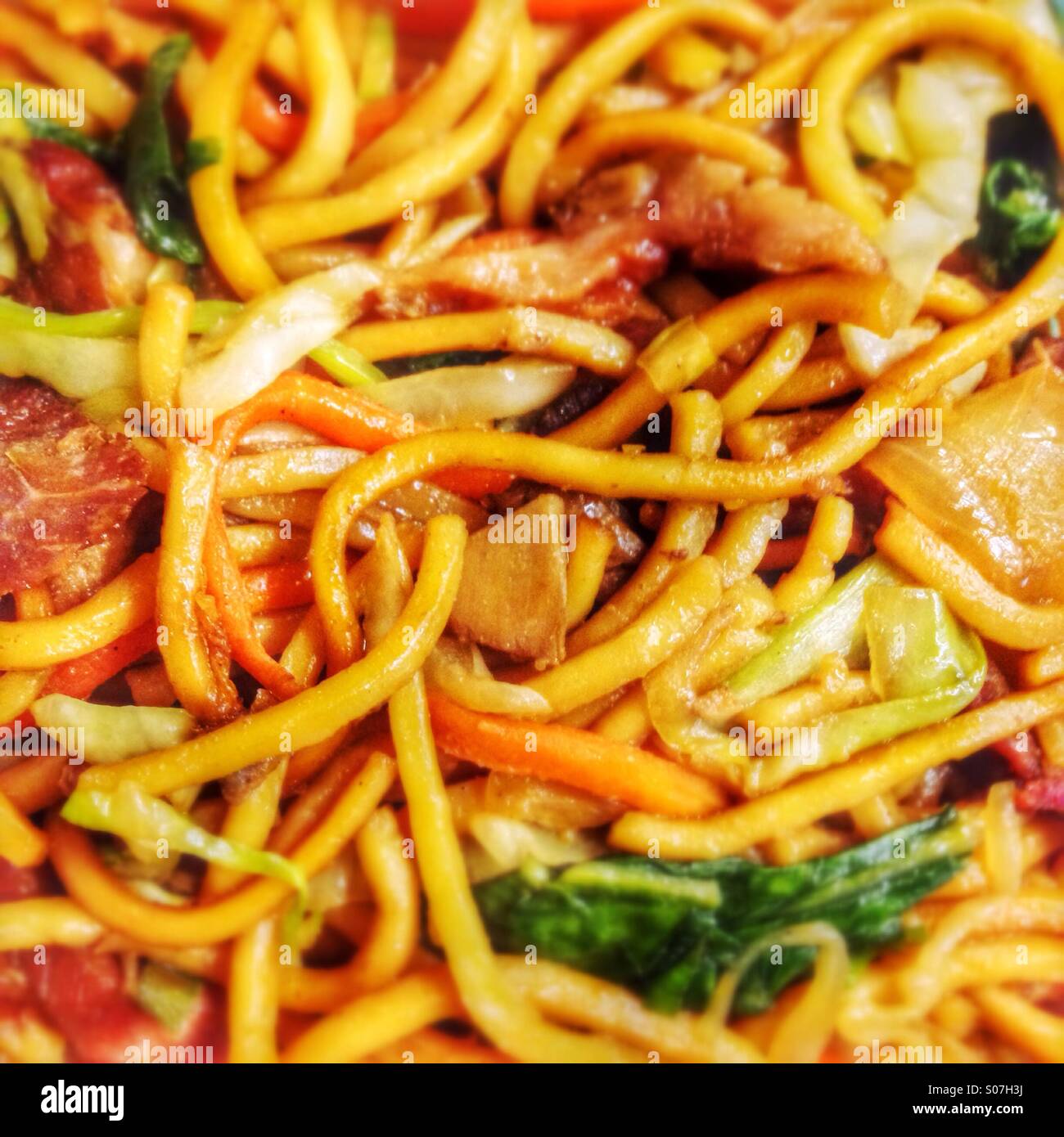 Stir fried noddles. - Smartphone Captured Stock Image