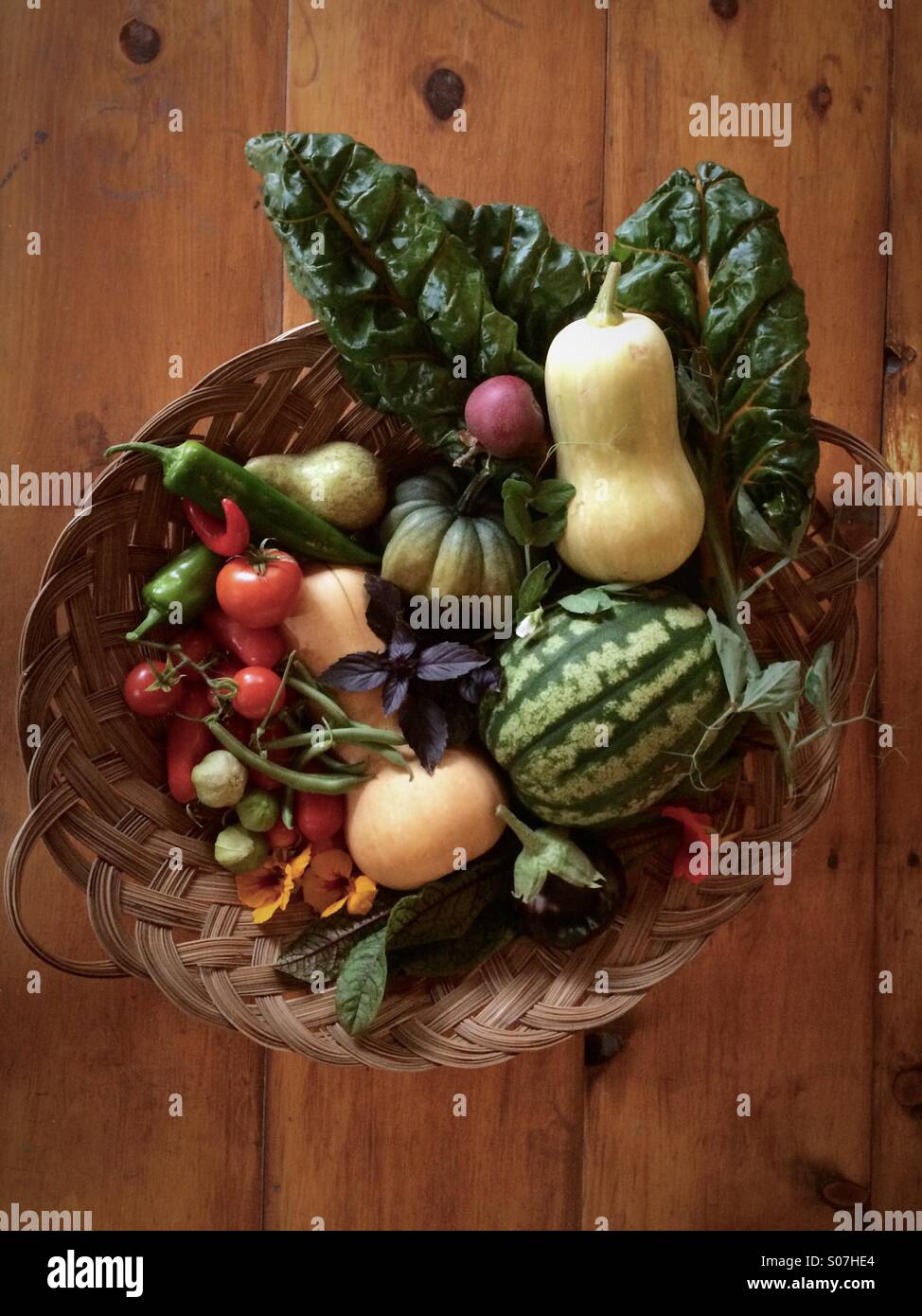 Basket of fruits and vegetables from the garden Stock Photo - Alamy