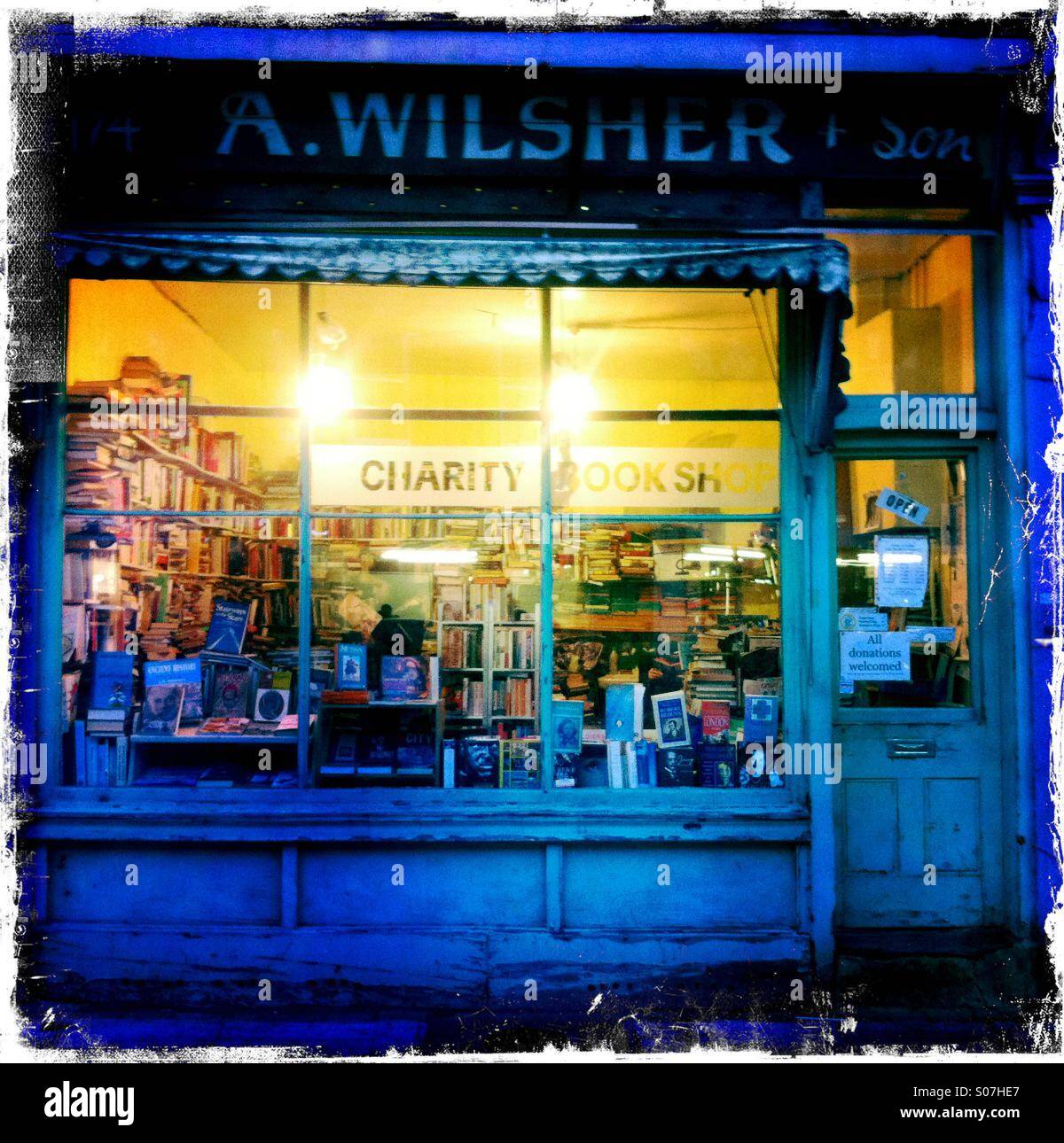 Charity bookshop, Blackstock Road, Finsbury Park, London N4 - Smartphone Captured Stock Image