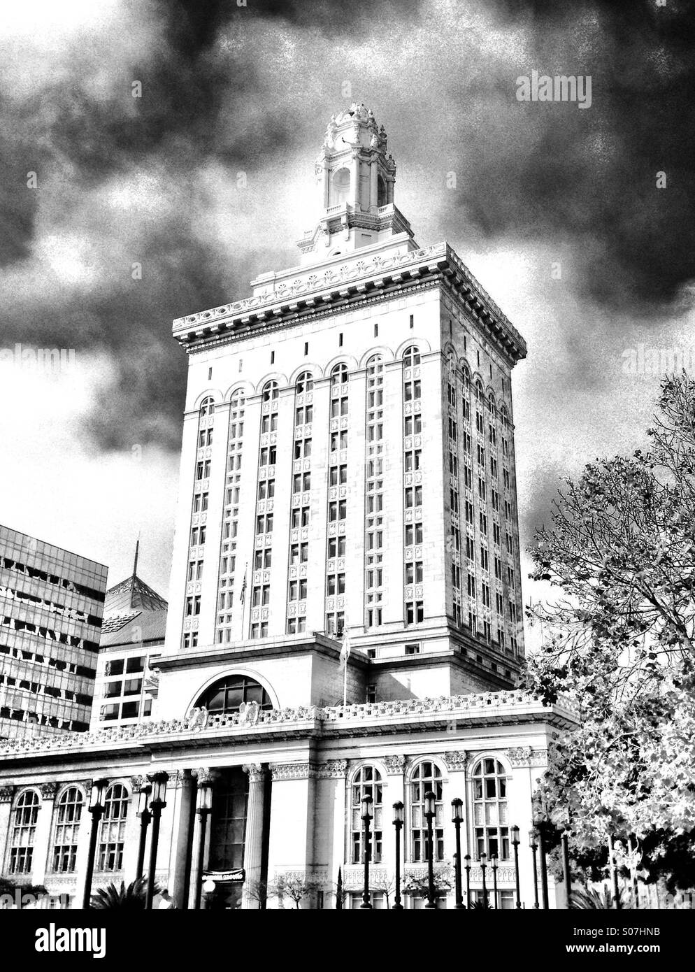 City Hall, Oakland, California, in b/w - Smartphone Captured Stock Image