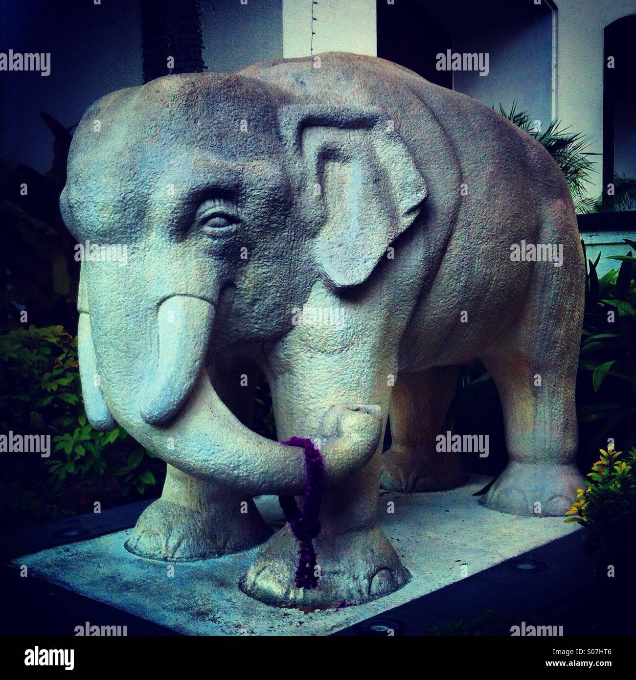 Thai elephant statue at the entrance of an hotel - Smartphone Captured Stock Image