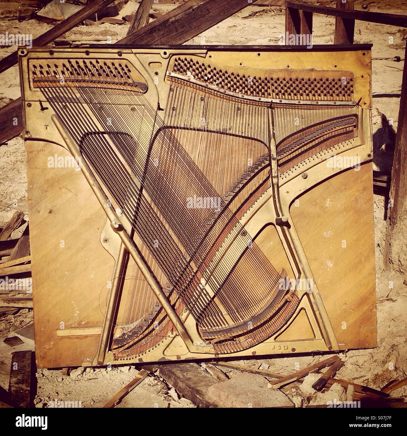 Piano guts wood decay - Smartphone Captured Stock Image