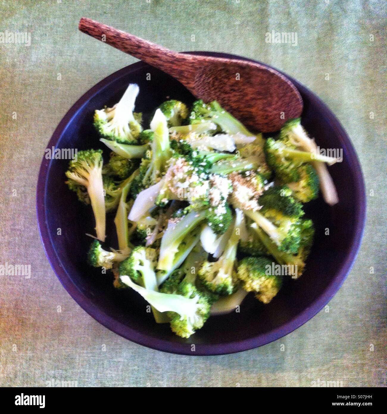 Bowl of cooked broccoli - Smartphone Captured Stock Image