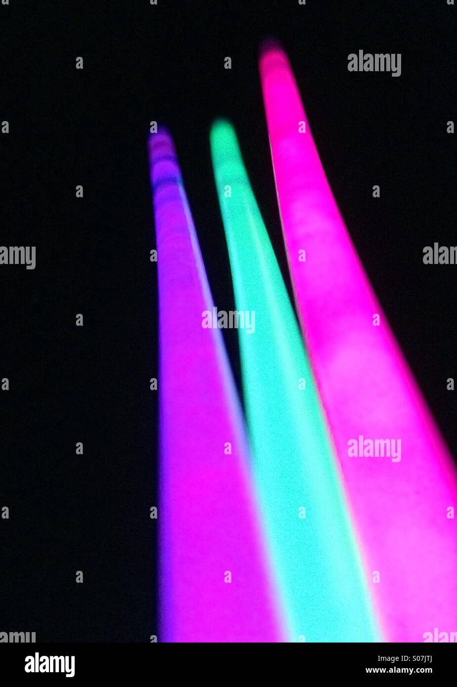 Colour effect on glow sticks - Smartphone Captured Stock Image
